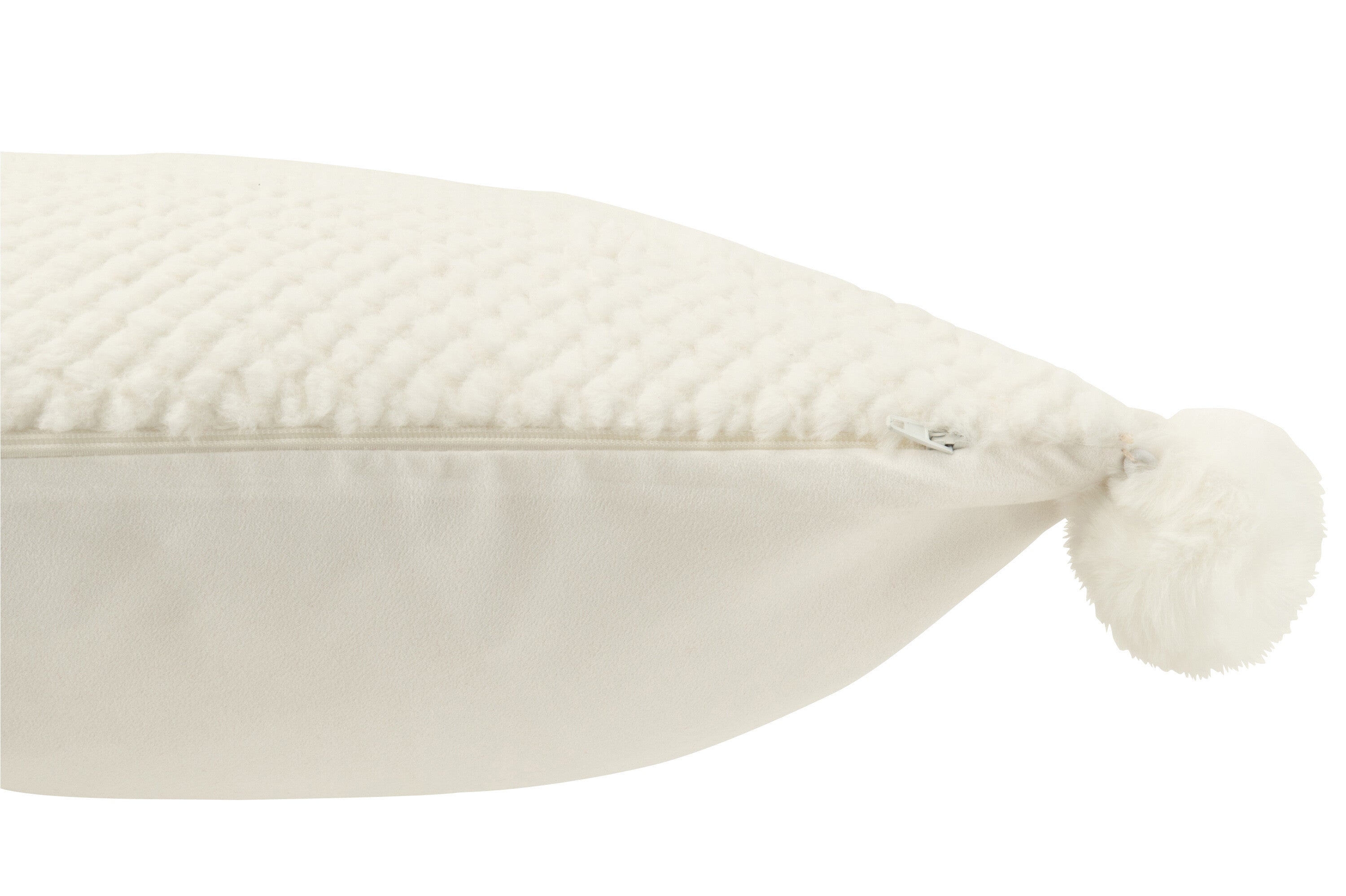 J-Line Kussen Zacht Pompoms Polyester Wit