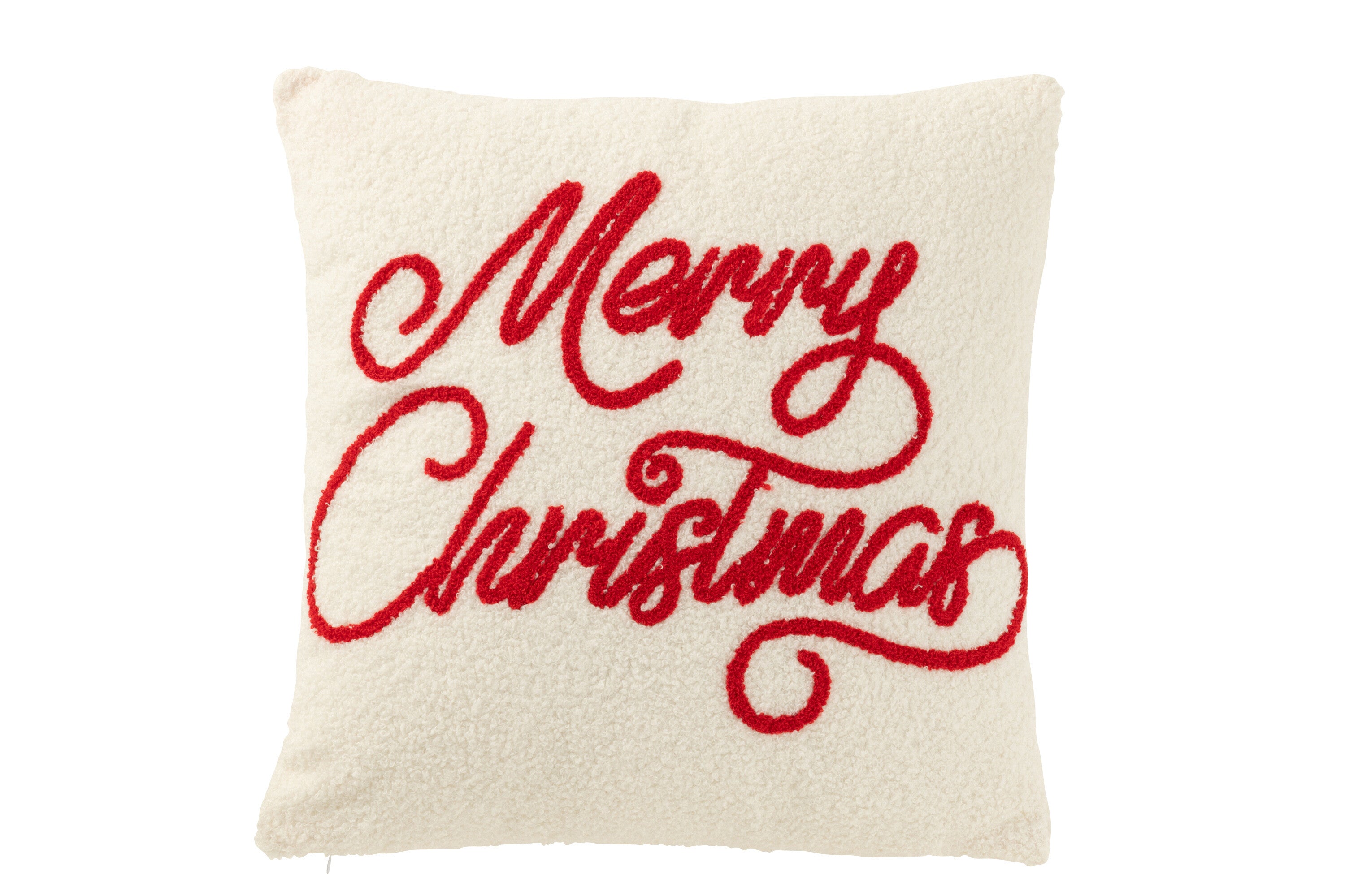 J-Line Kussen Merry Christmas Boucl - Wit/Rood
