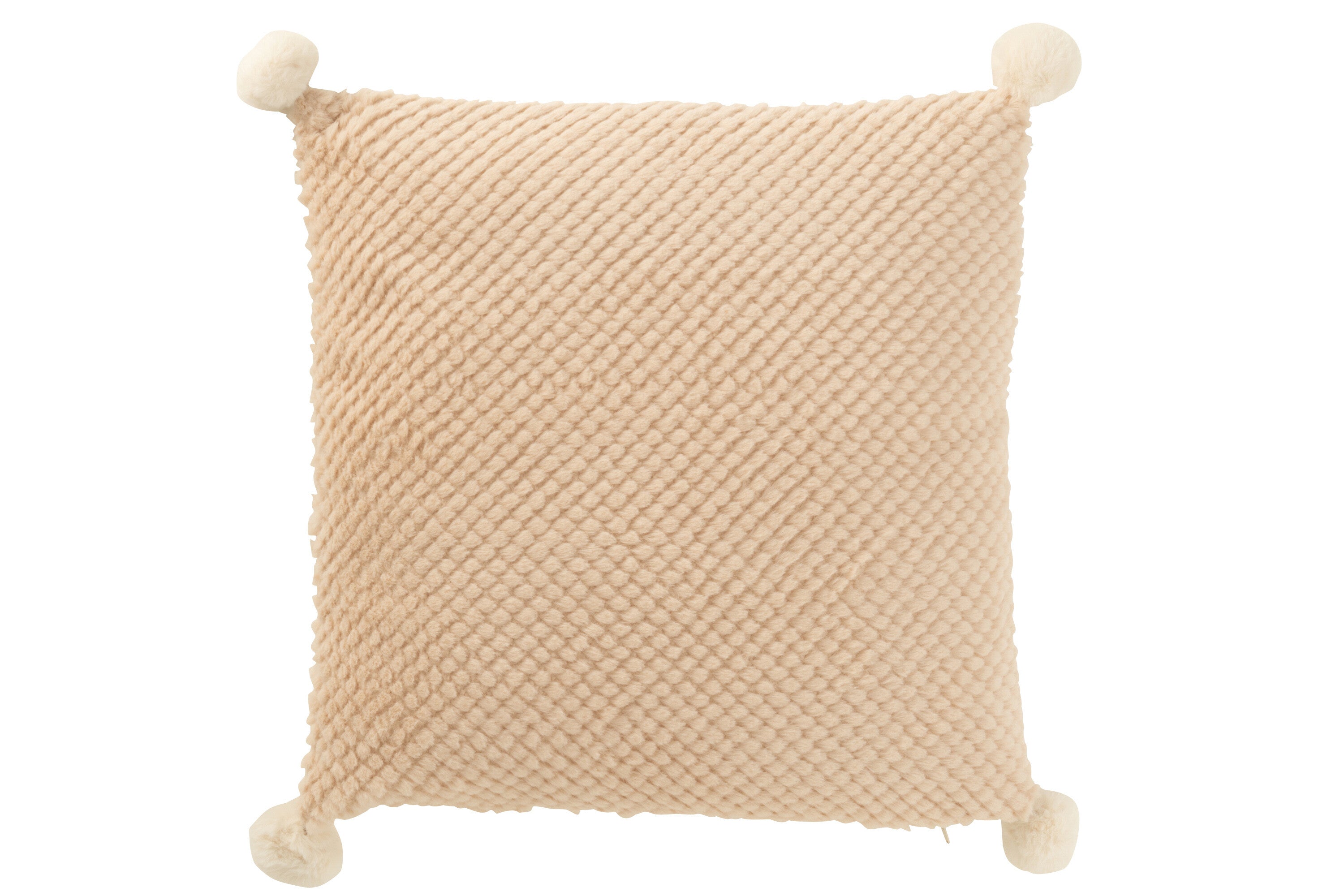 J-Line Kussen Zacht Pompoms Polyester Beige