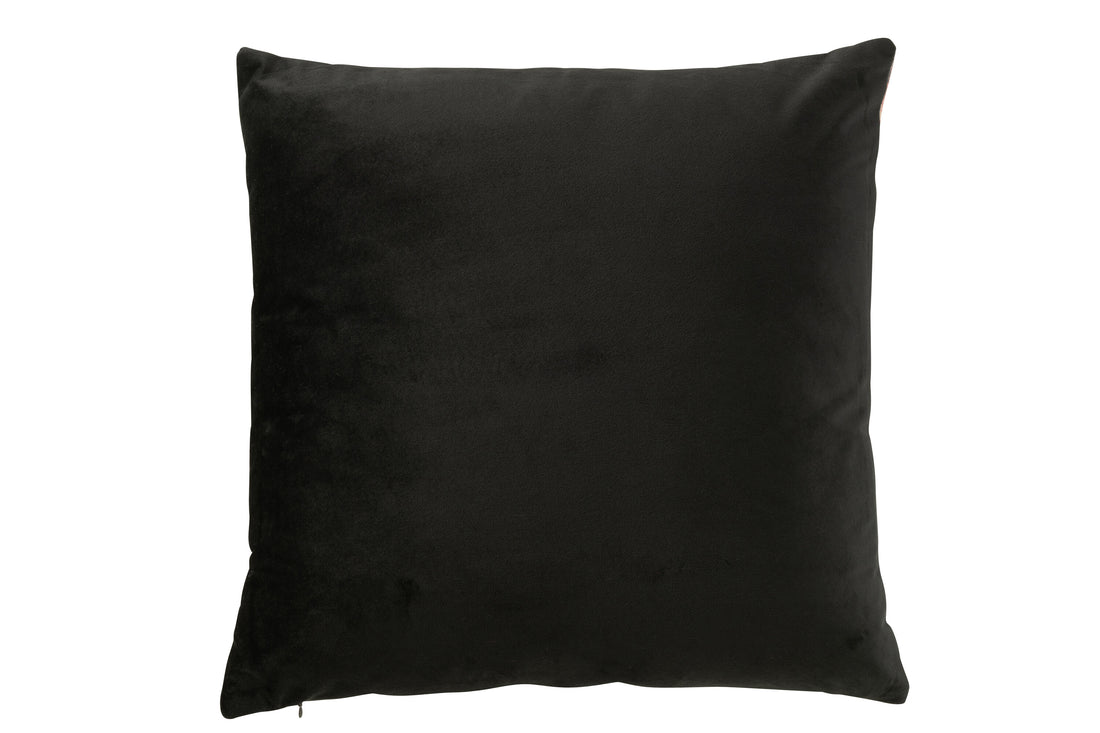 J-Line Kussen Bedrukt Bloem Polyester/Katoen Zwart/Roze