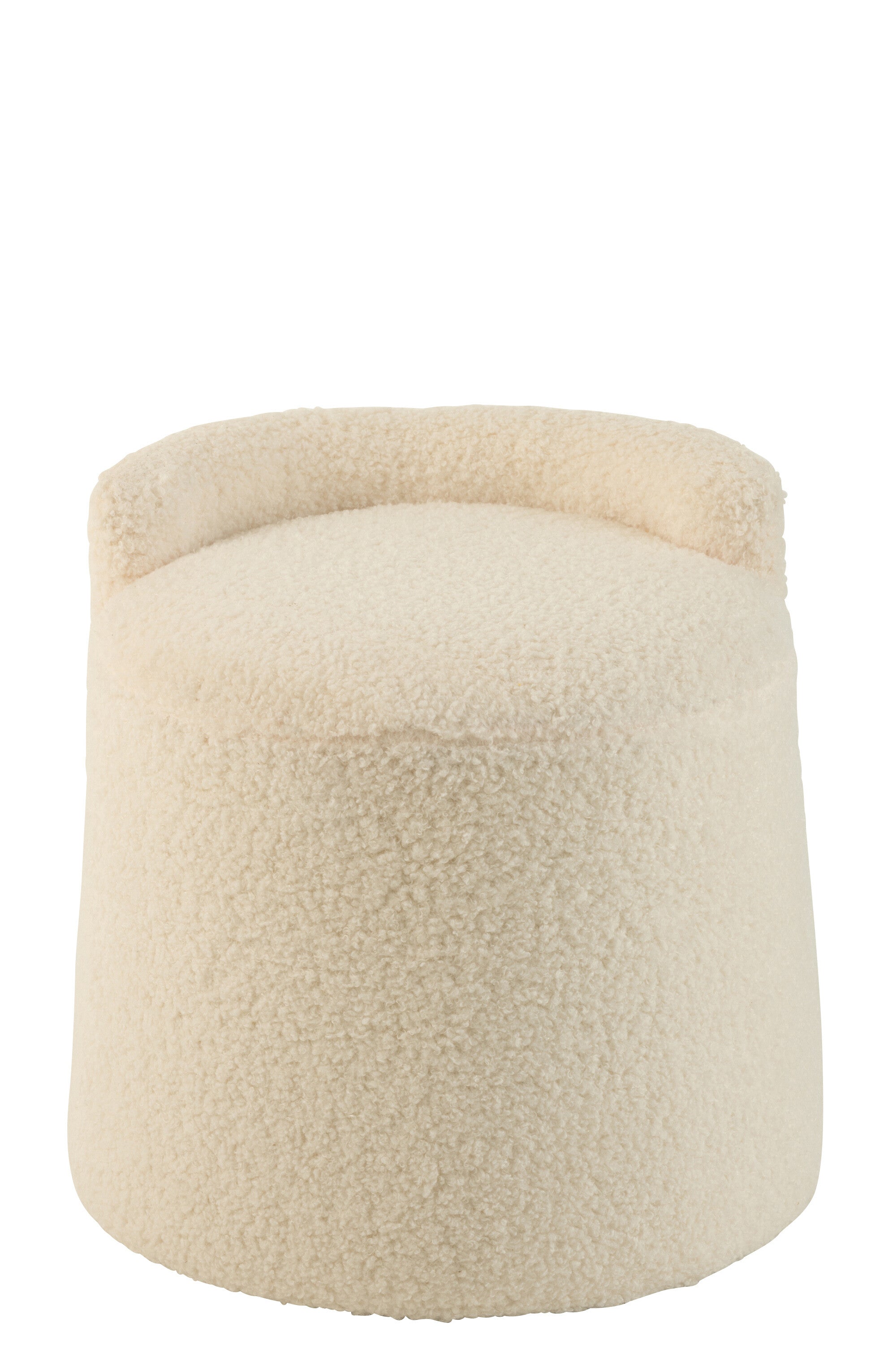Pouf Teddy Round+Back Bouclé Wit