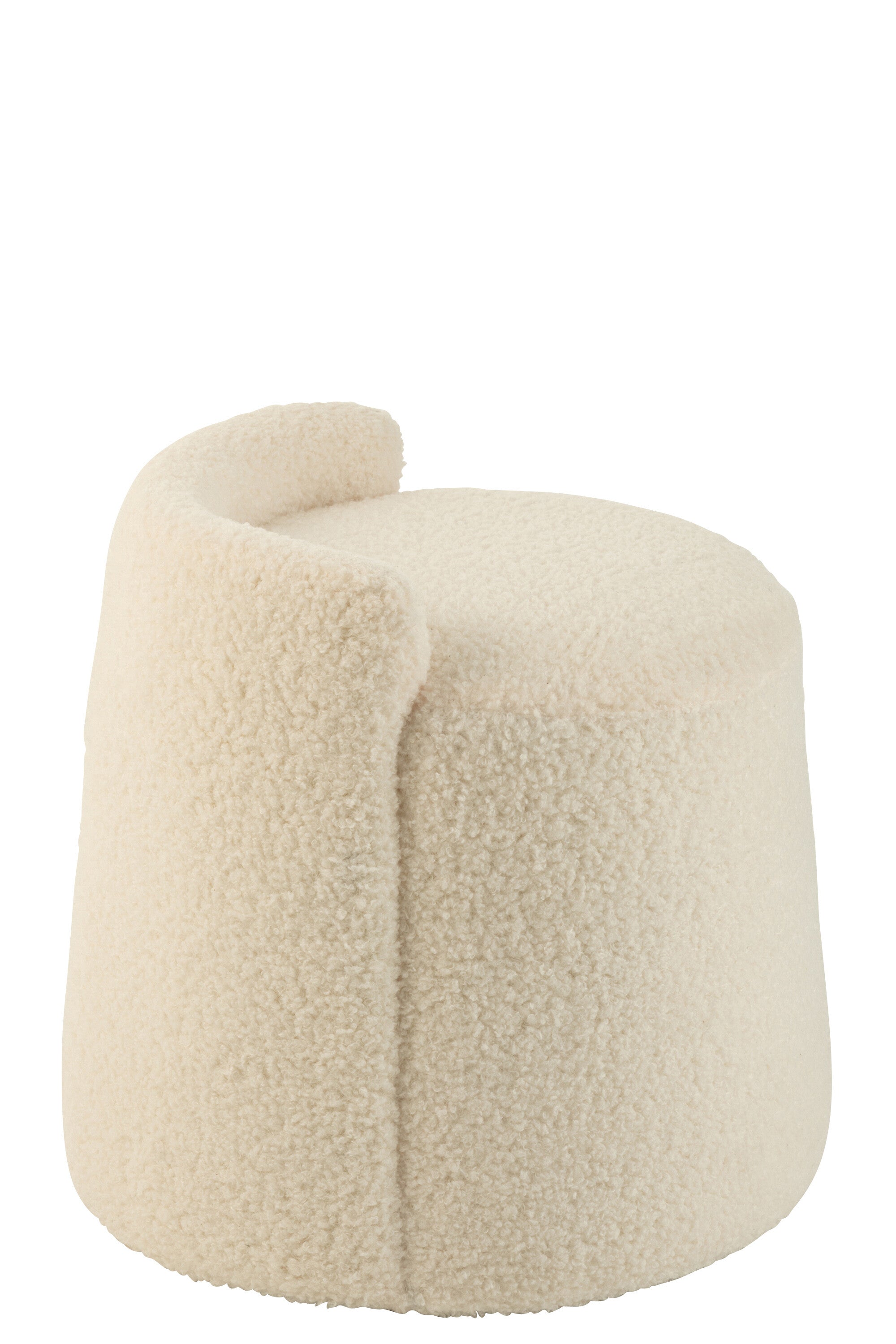 Pouf Teddy Round+Back Bouclé Wit