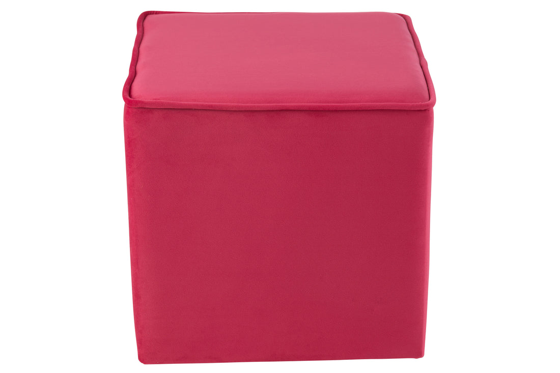 J-Line Poef Kubus Velvet Fel Roze