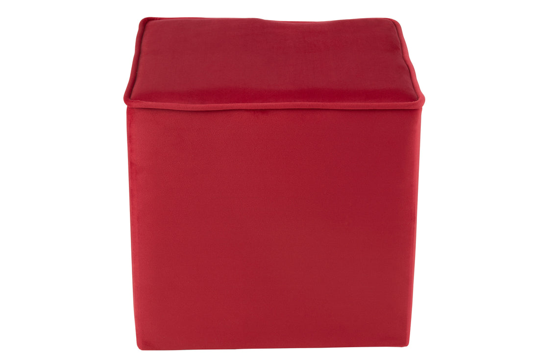 J-Line Poef Kubus Velvet Framboos Roze