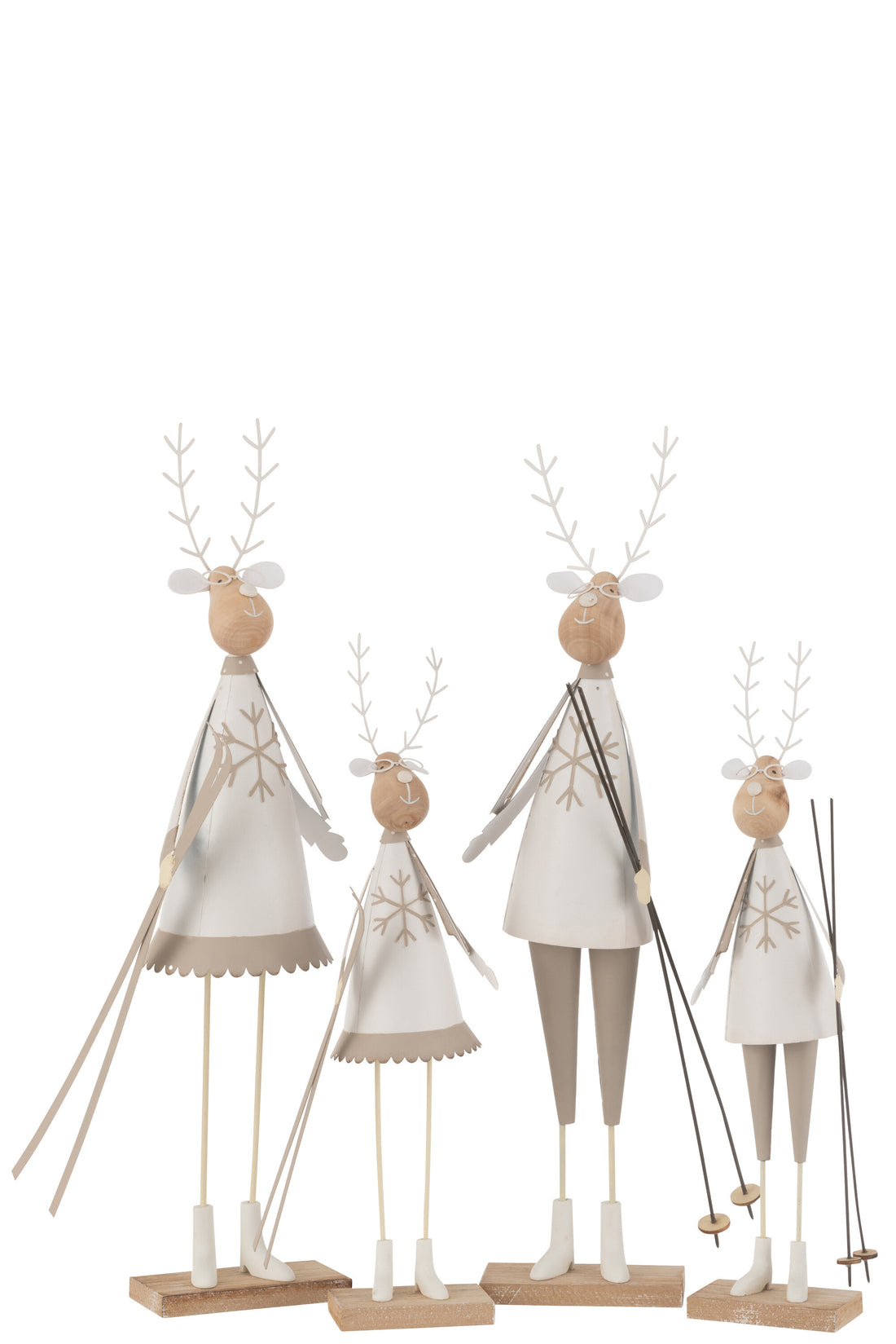 Rendier Deco Jongen/Meisje Metaal/Hout Wit/Beige Groot Assortiment Van 2