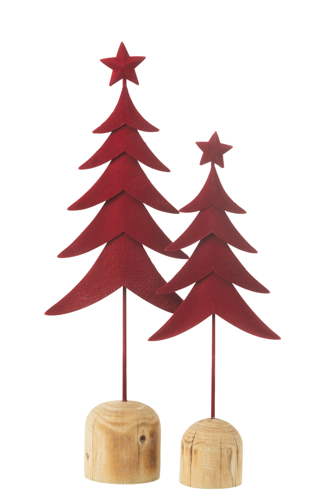 J-Line Kerstboom op voet + ster metaal/hout rood groot