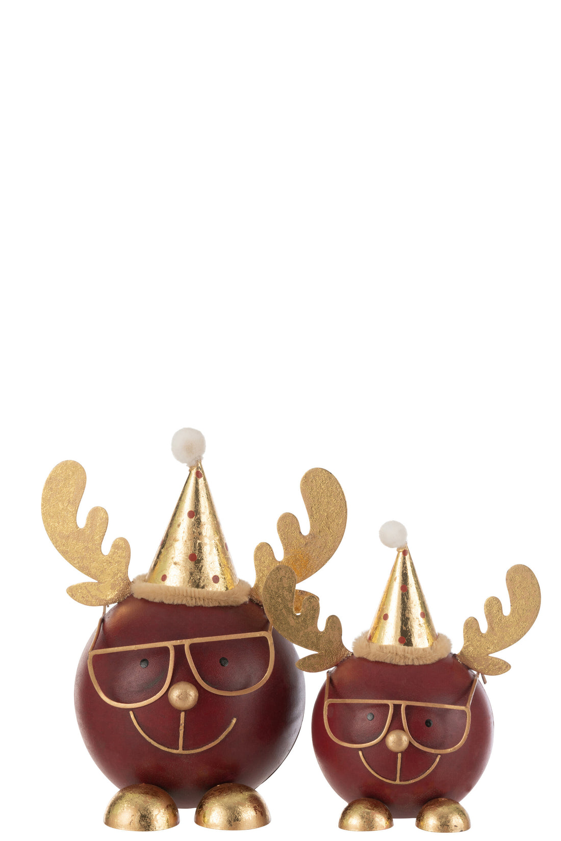 Rendier Ronde Gezicht+Bril Metaal Roest/Goud Groot