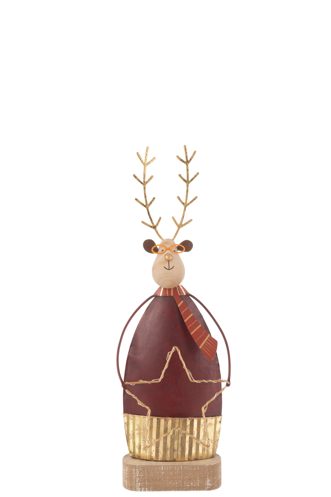 Rendier Deco+Sjaal/Bril Led Metaal Roest/Goud Klein