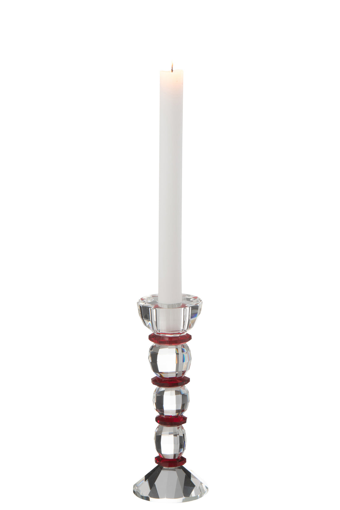 Kaarsenhouder Annie Kristal Rood/Transparant Klein