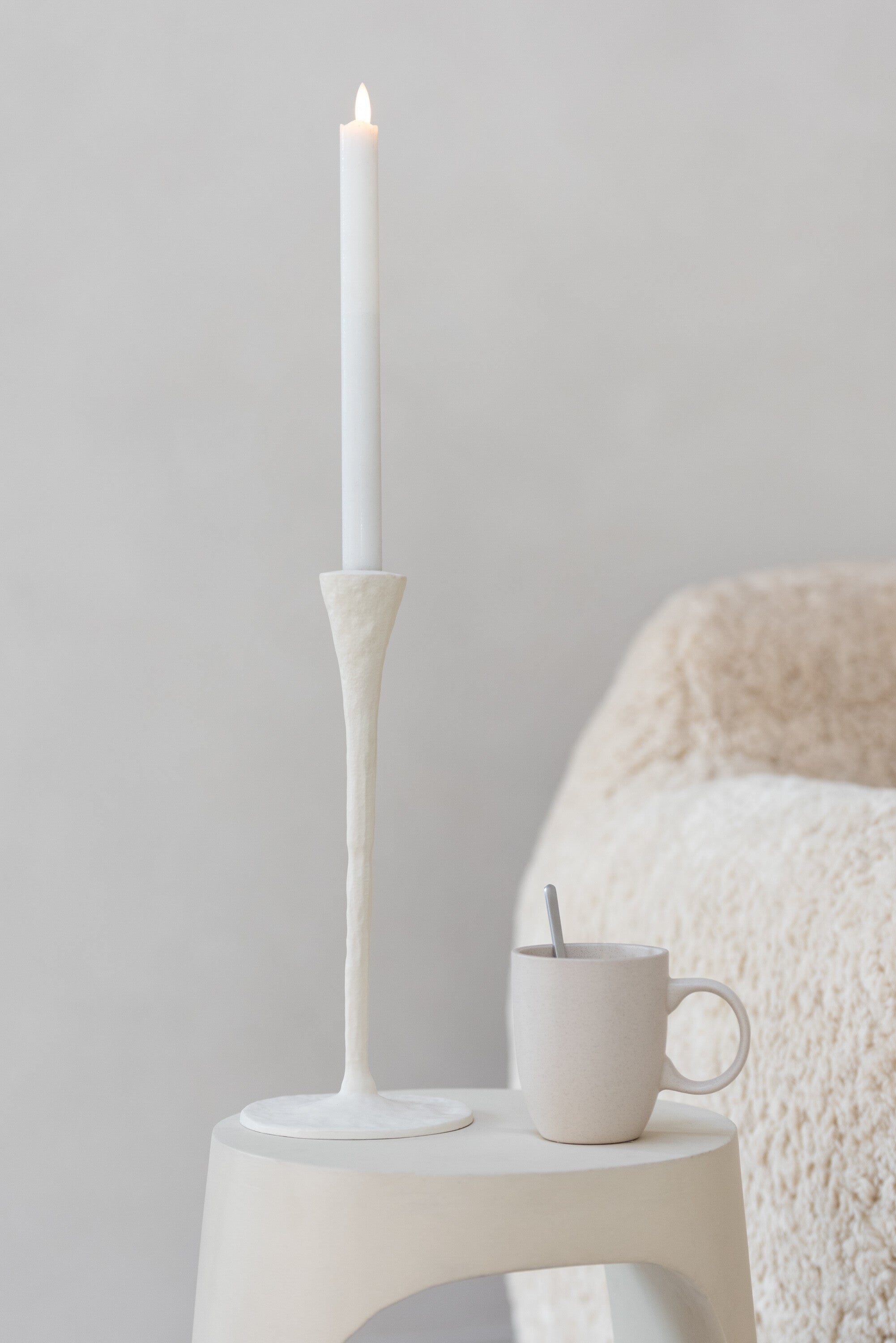Set van 2 Kaarsenhouder Goa Aluminium Wit