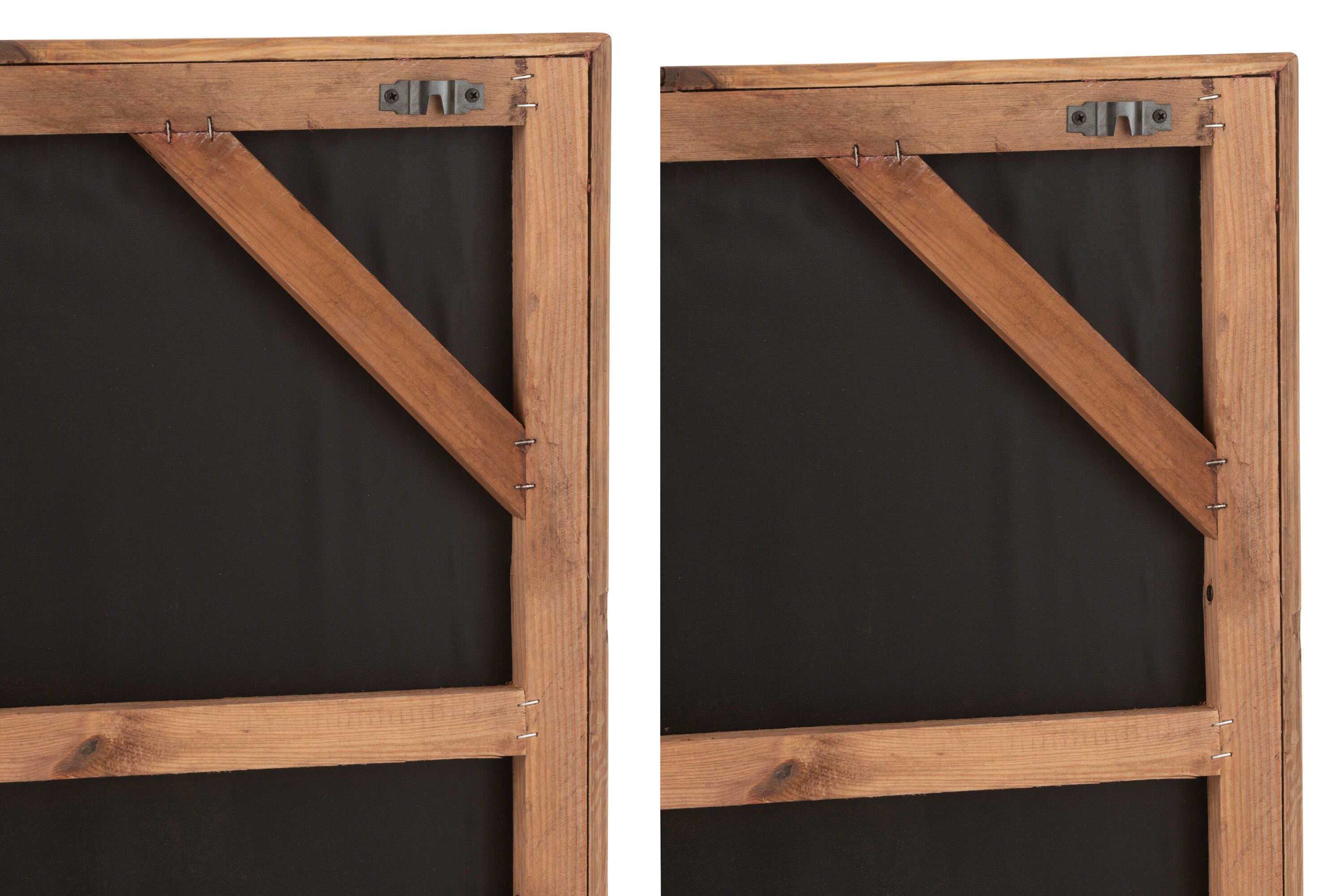 Wanddecoratie Rob van grenenhout/canvas wit/natuurlijk assortiment van 2