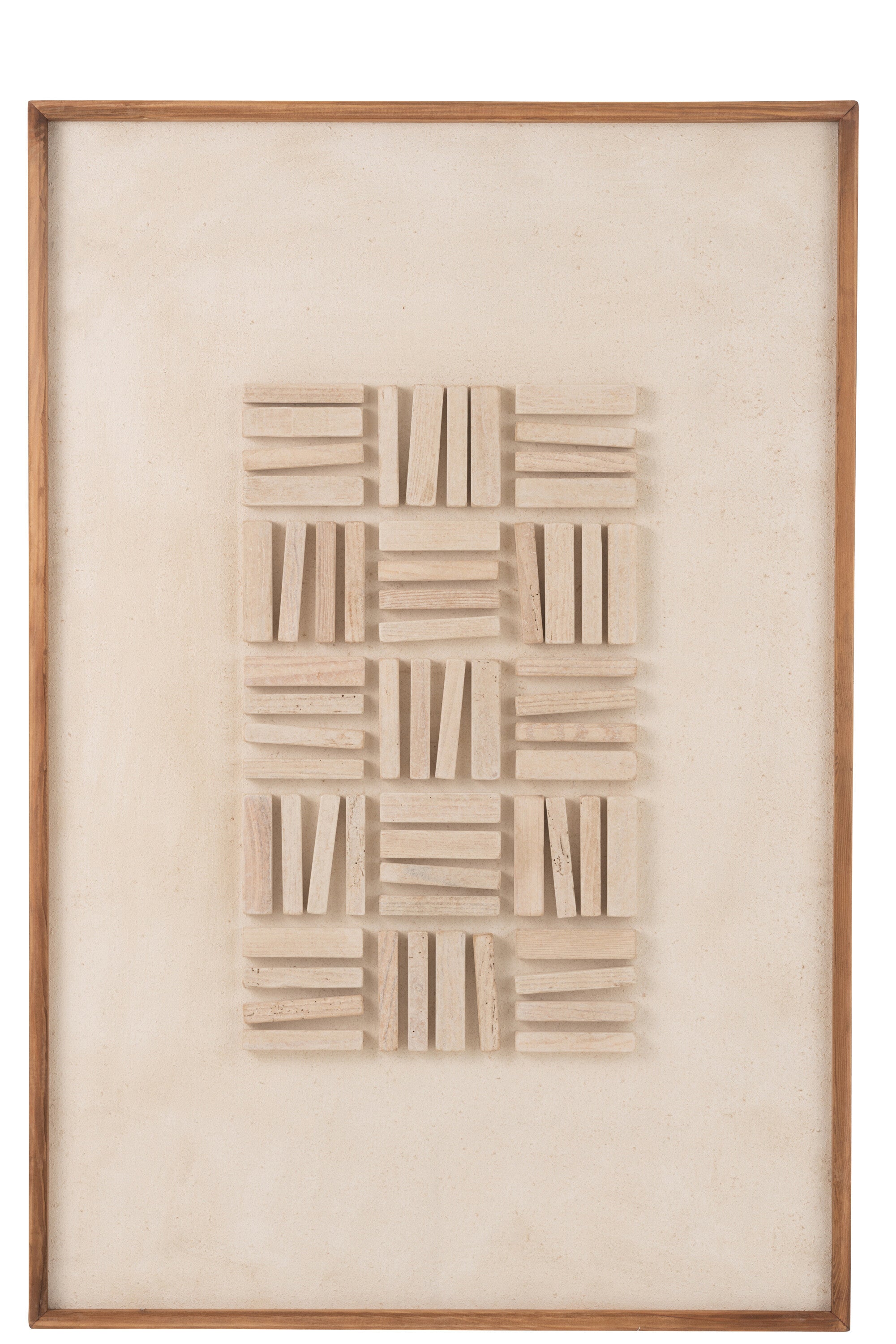 Wanddecoratie John Grenen Hout/Canvas Wit