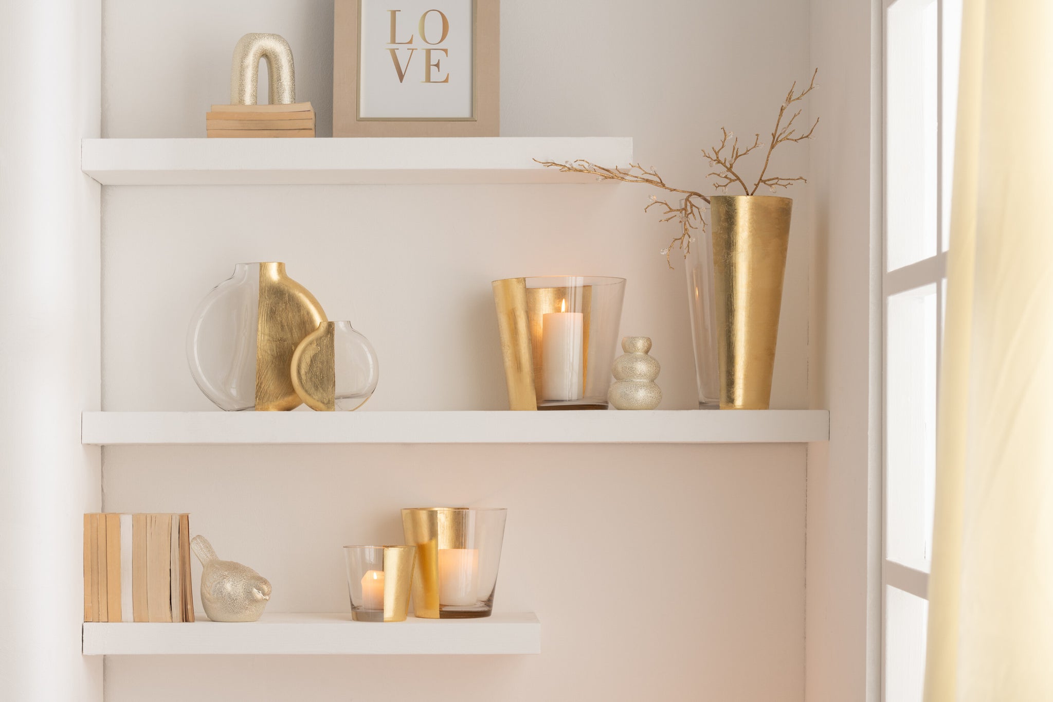 Orkaan Boe Glas Transparant/Goud Groot