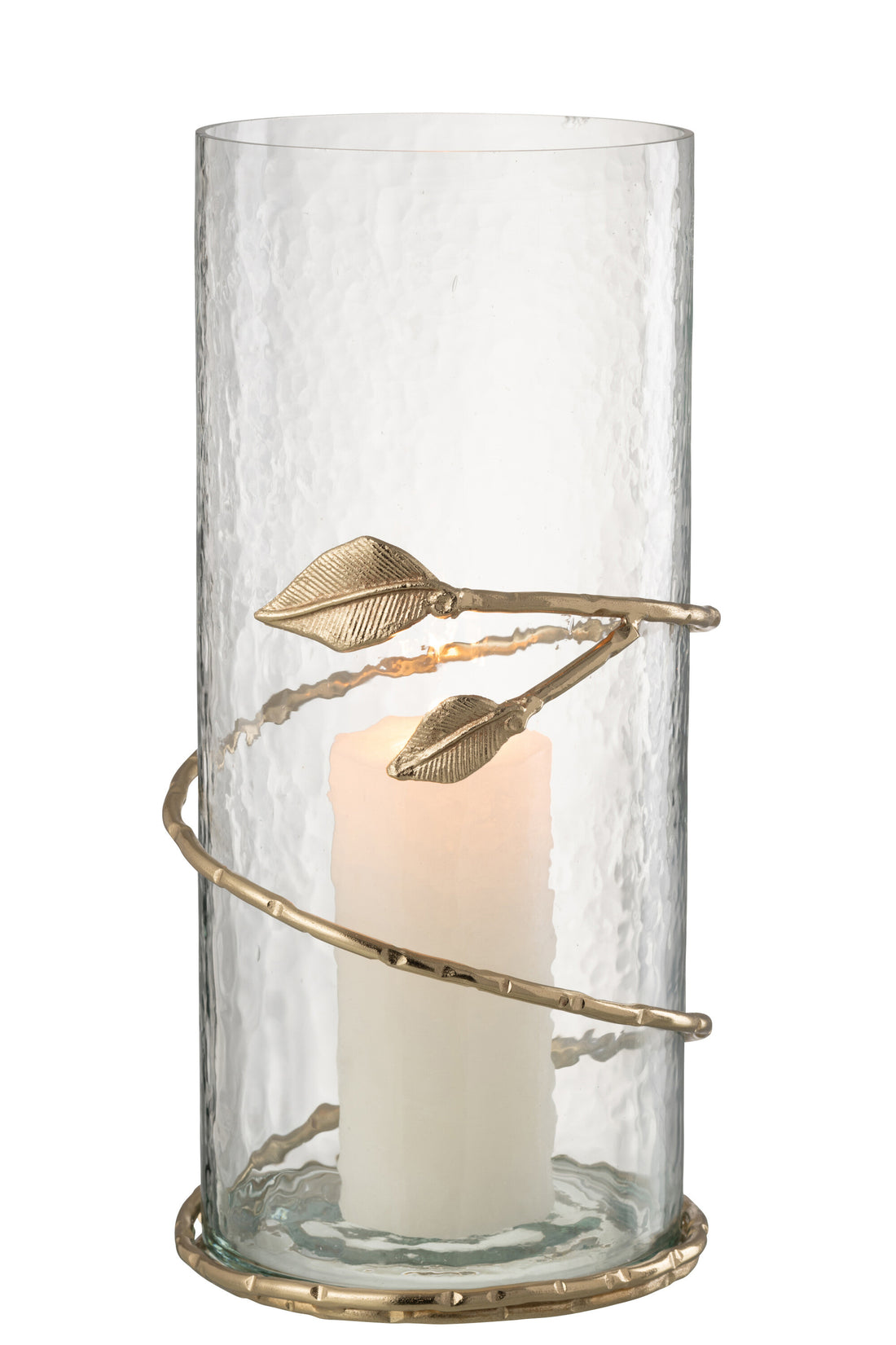 Vaas Blad Breed Glas/IJzer Transparant/Goud