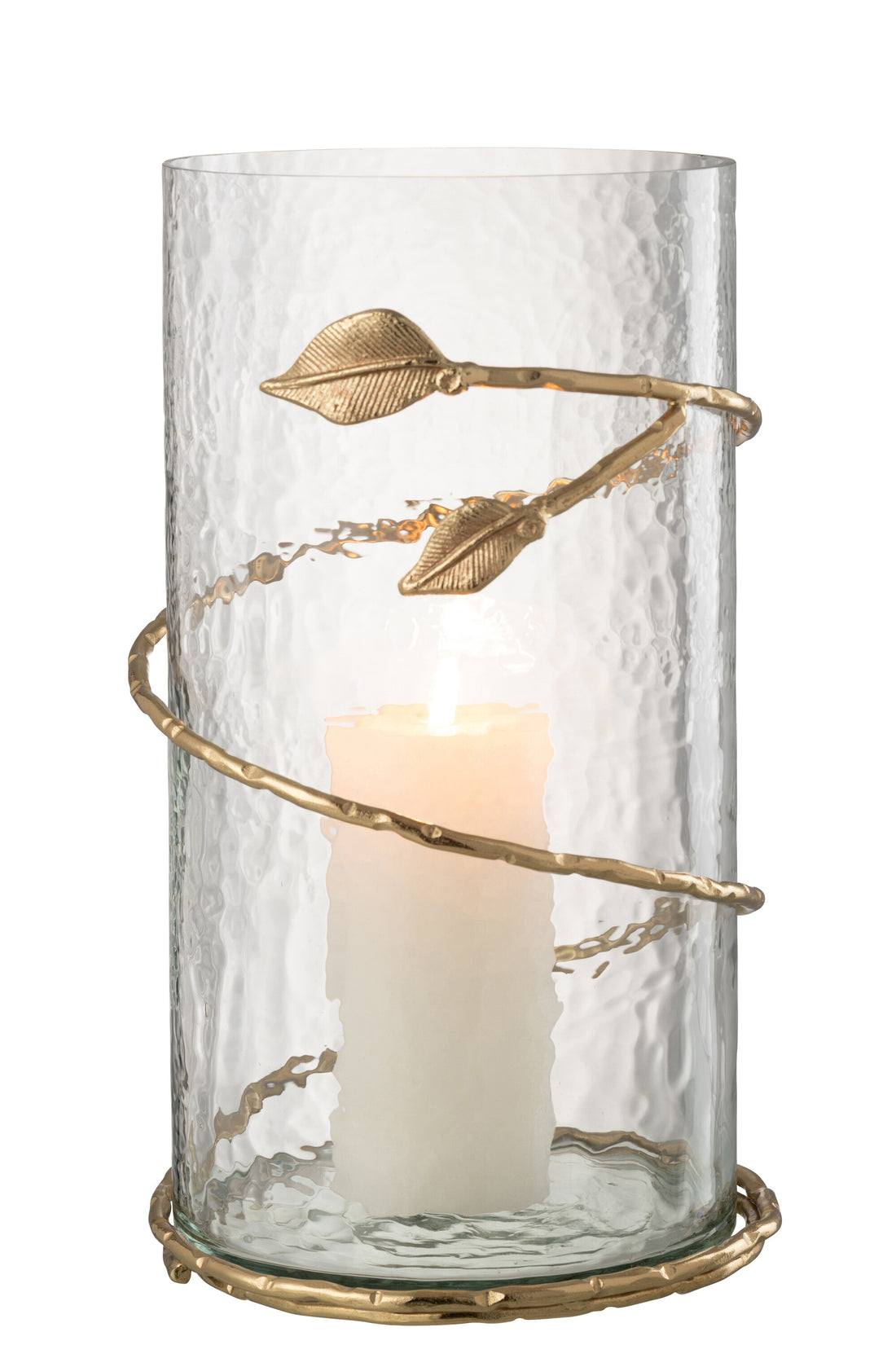 Vaas Blad Lang Glas/IJzer Transparant/Goud