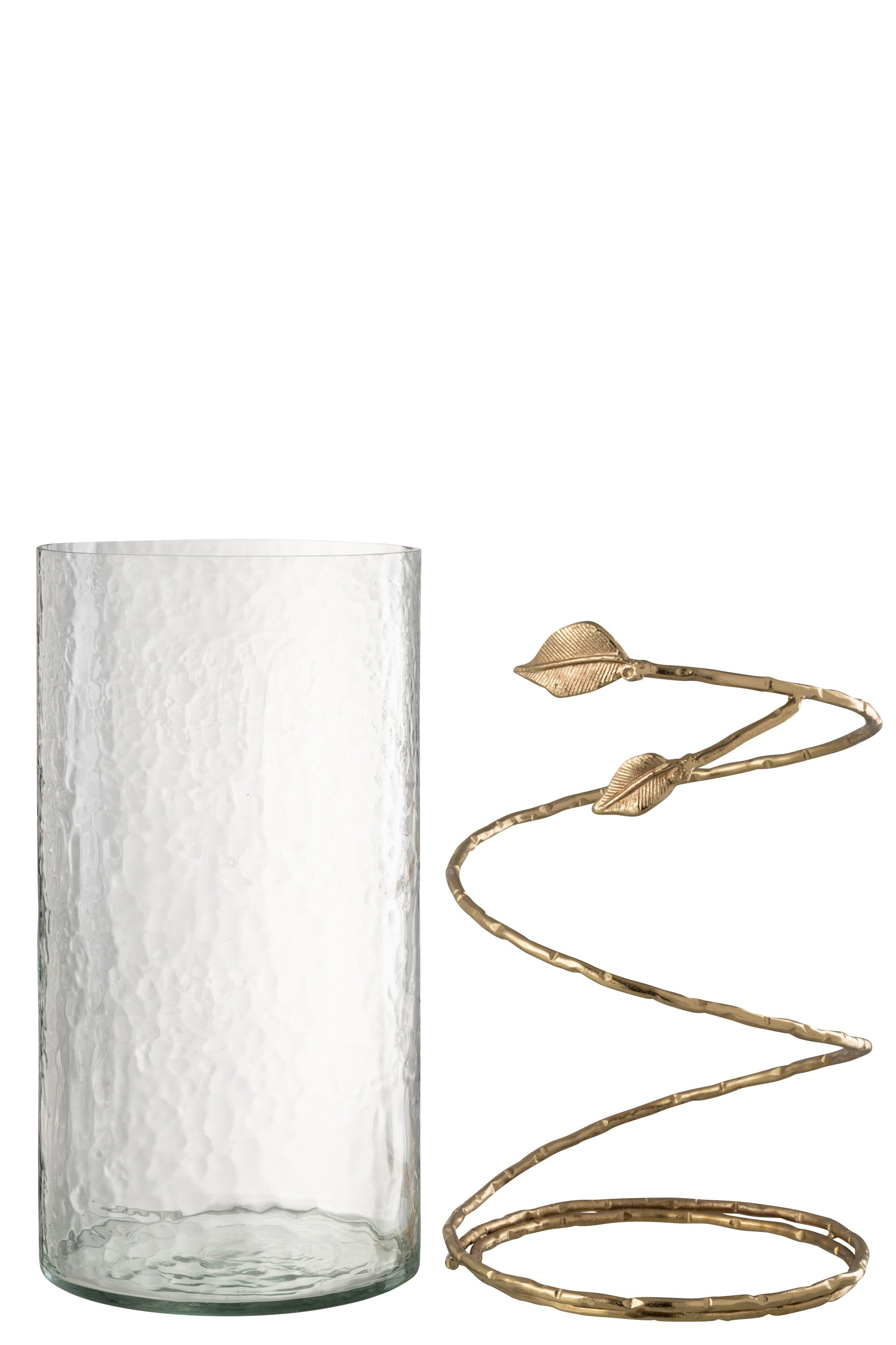 Vaas Blad Lang Glas/IJzer Transparant/Goud