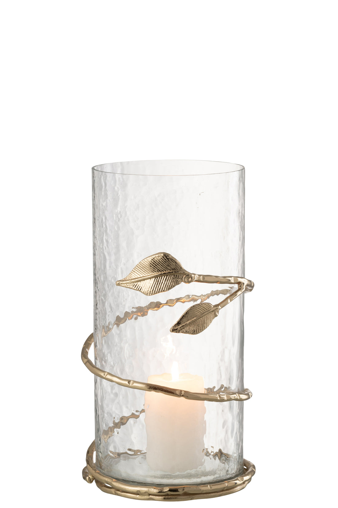 Vaas Blad Kort Glas/IJzer Transparant/Goud