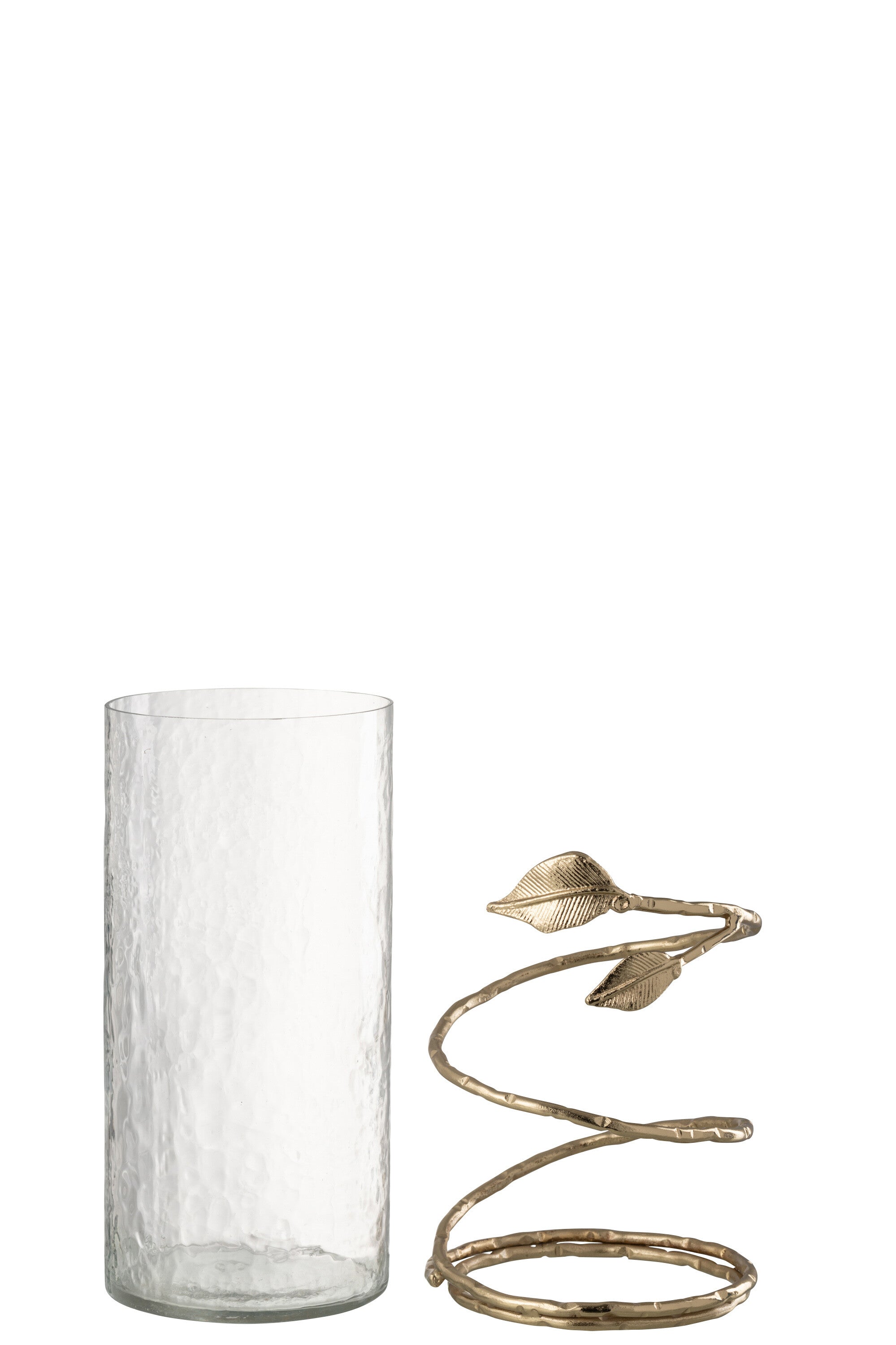 Vaas Blad Kort Glas/IJzer Transparant/Goud
