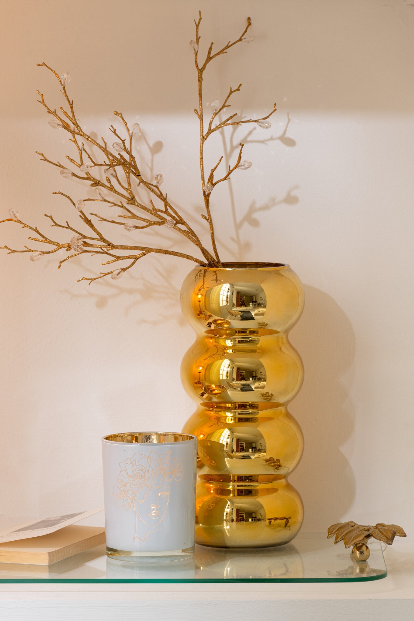 Plank Blad Glas/IJzer Transparant/Goud