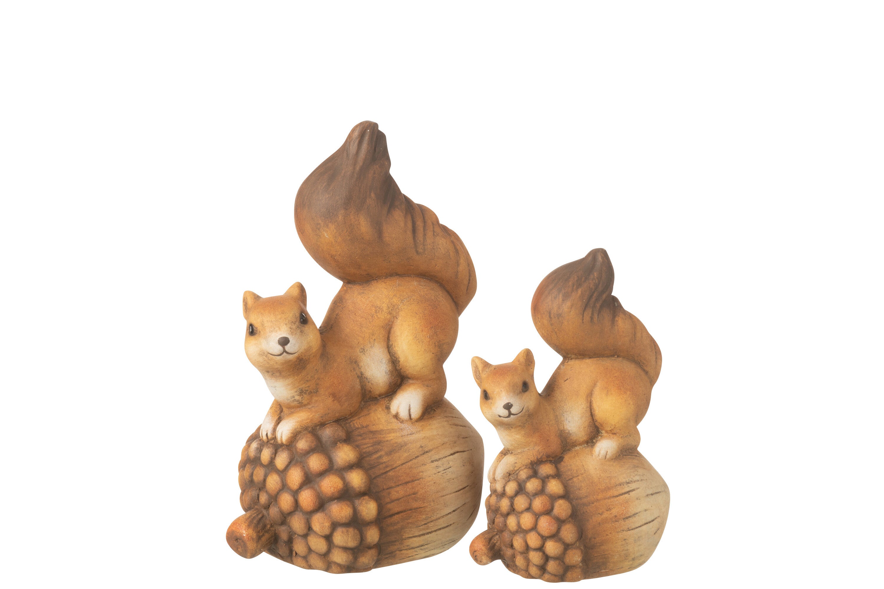 Eekhoorn op eikel porselein bruin groot