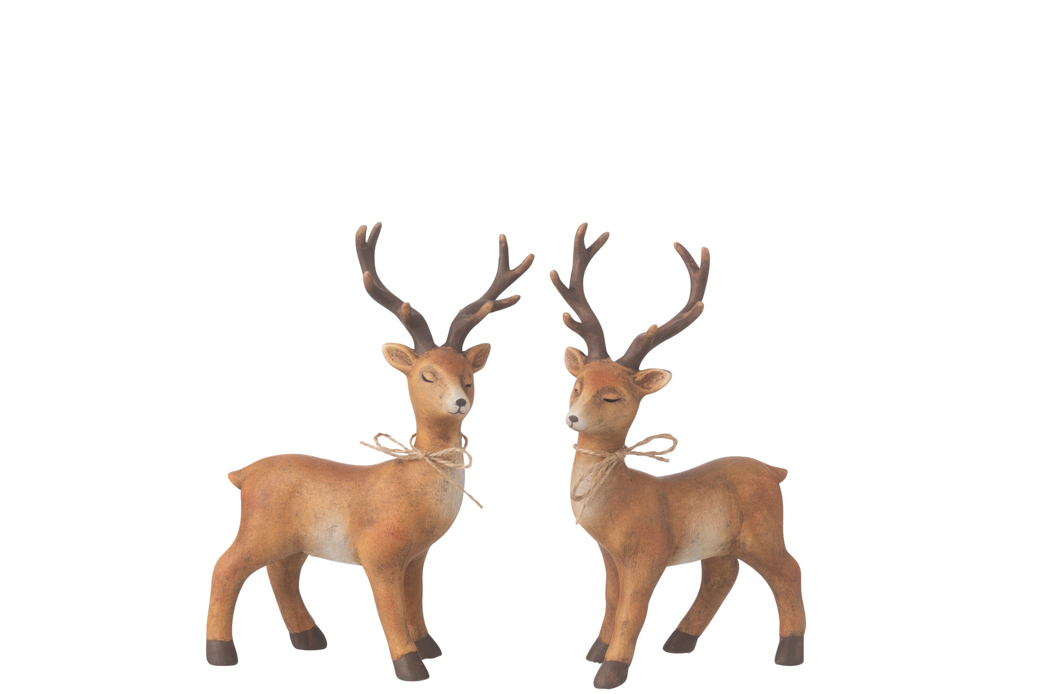 Herten Jute Knoop Porselein Bruin Klein Assortiment Van 2