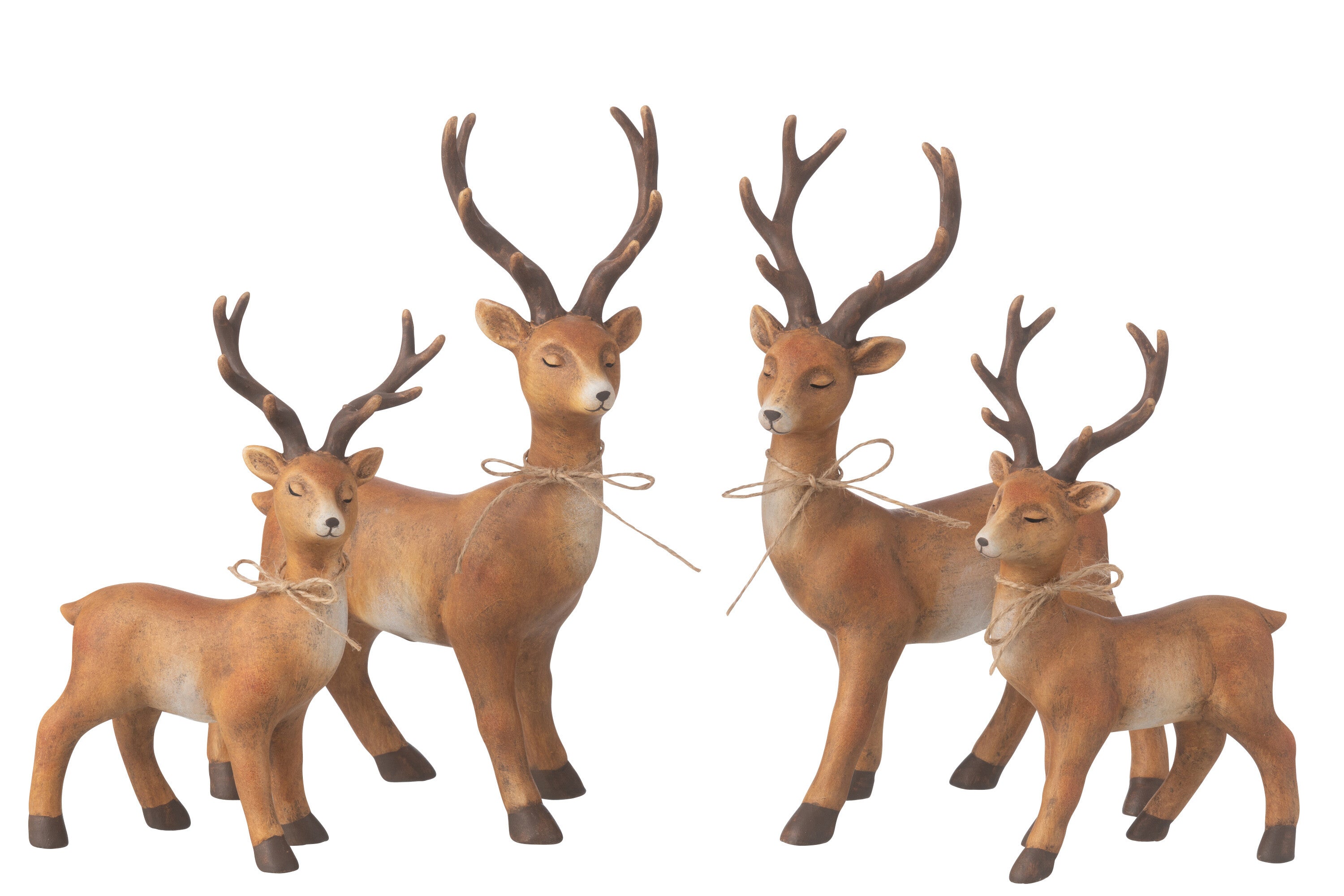 Herten Jute Knoop Porselein Bruin Groot Assortiment Van 2