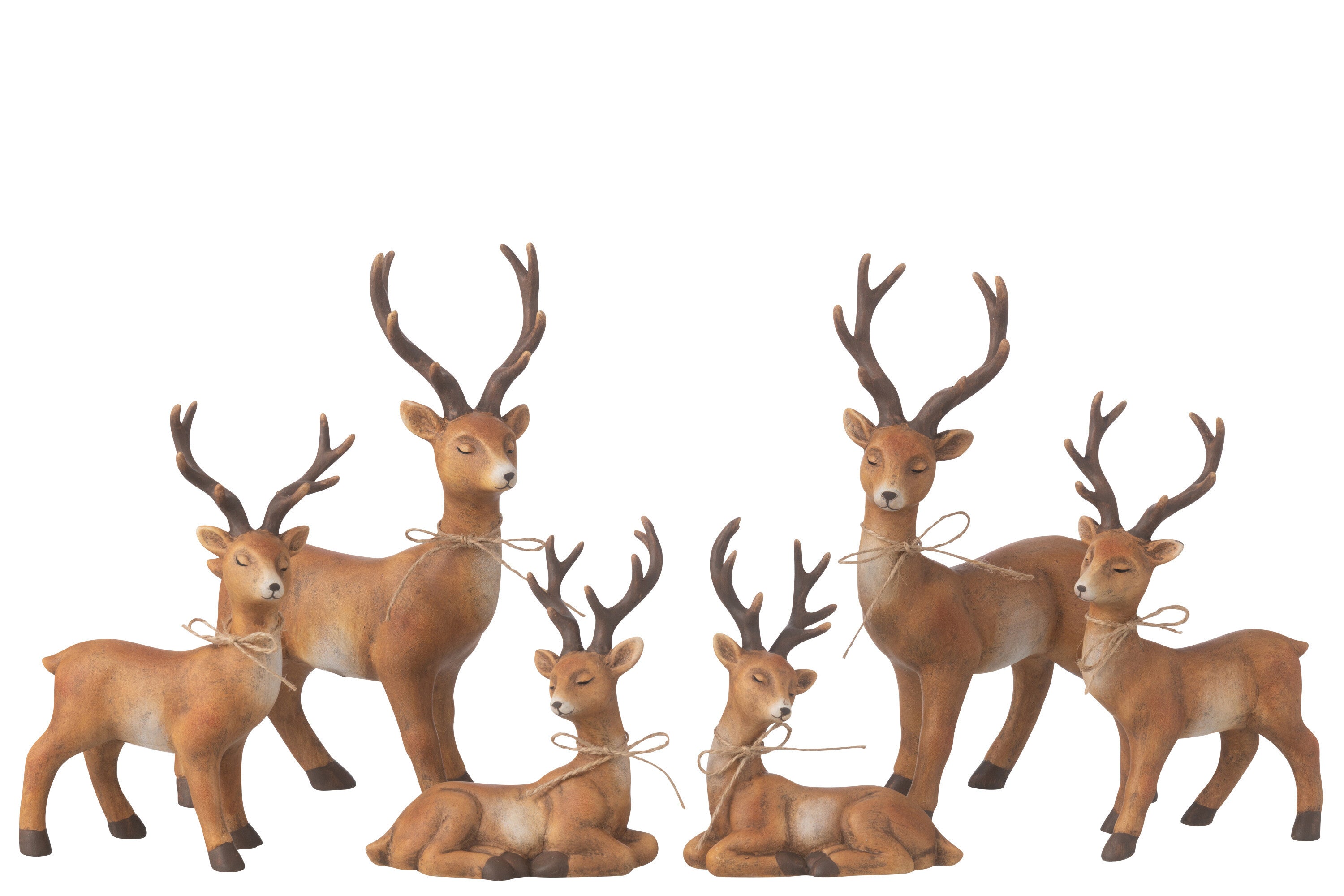 Herten Jute Knoop Porselein Bruin Groot Assortiment Van 2