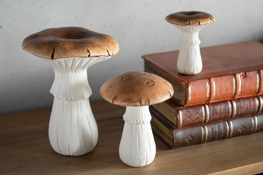 Paddenstoel Porselein Wit/Bruin Kleine Assortiment Van 2