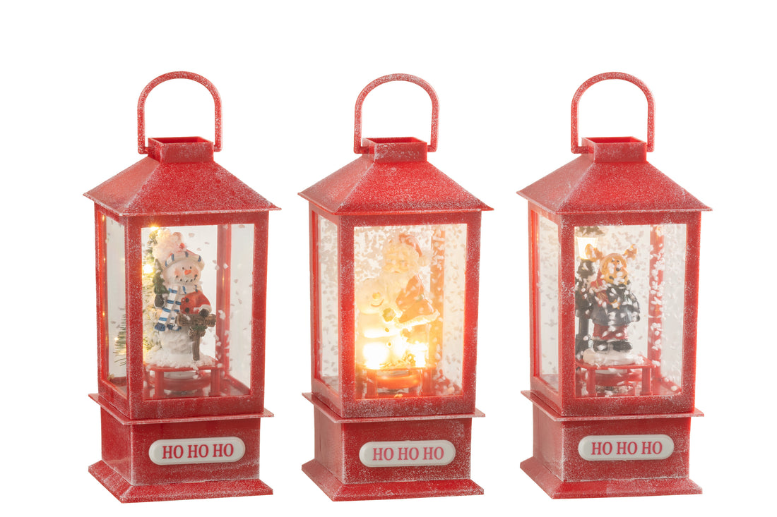J-Line Snowglobe Lantern Led Christmas Resin Assortment Of 3