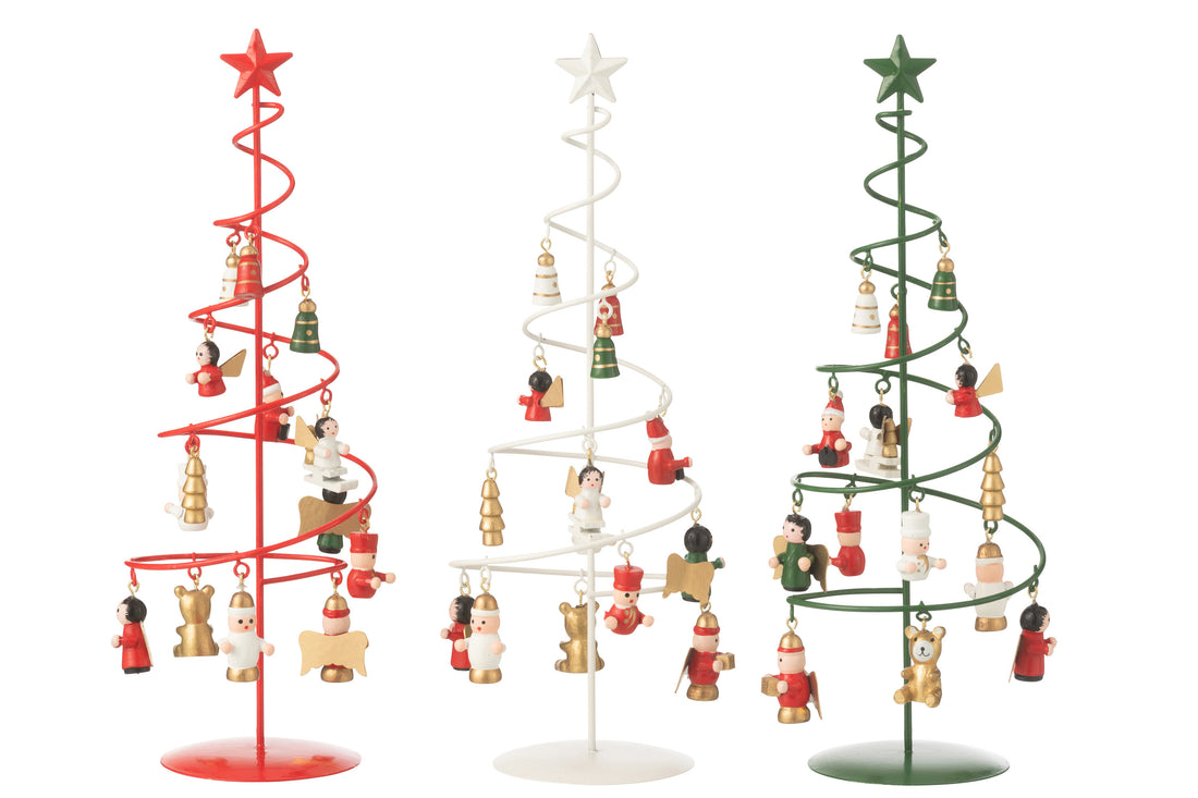 J-Line Christmas Tree+Figurines Swirl Metal Mix Assortment Of 3