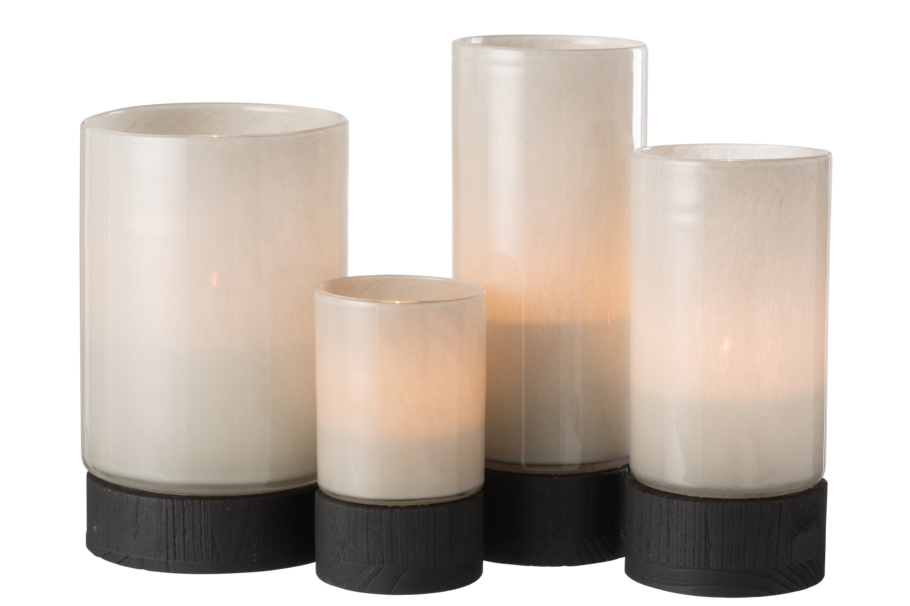 J-Line Windlicht/Vaas Ray Glas/Wilg Wit/Zwart Extra Large