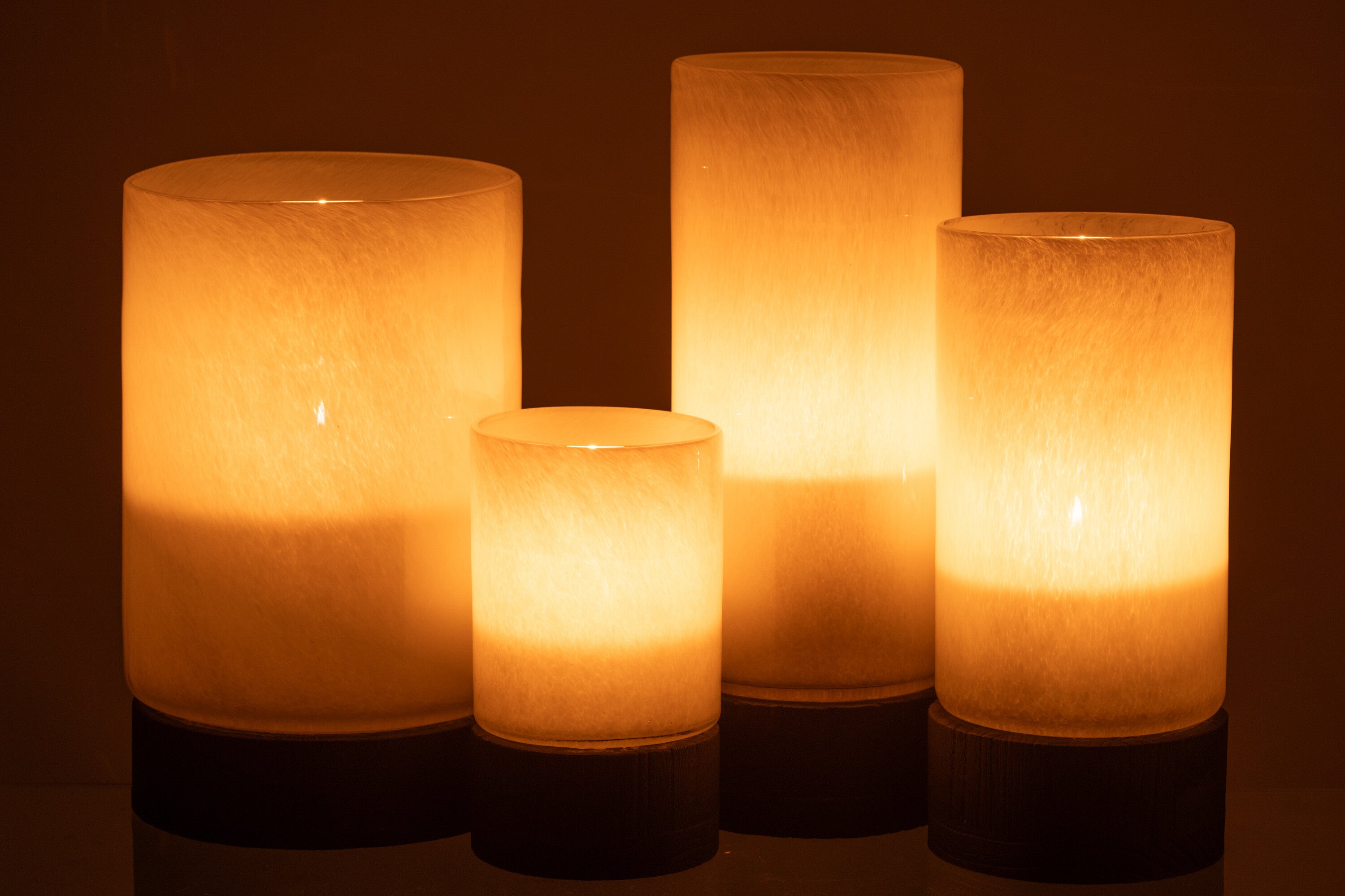 J-Line Windlicht/Vaas Ray Glas/Wilg Wit/Zwart Extra Large