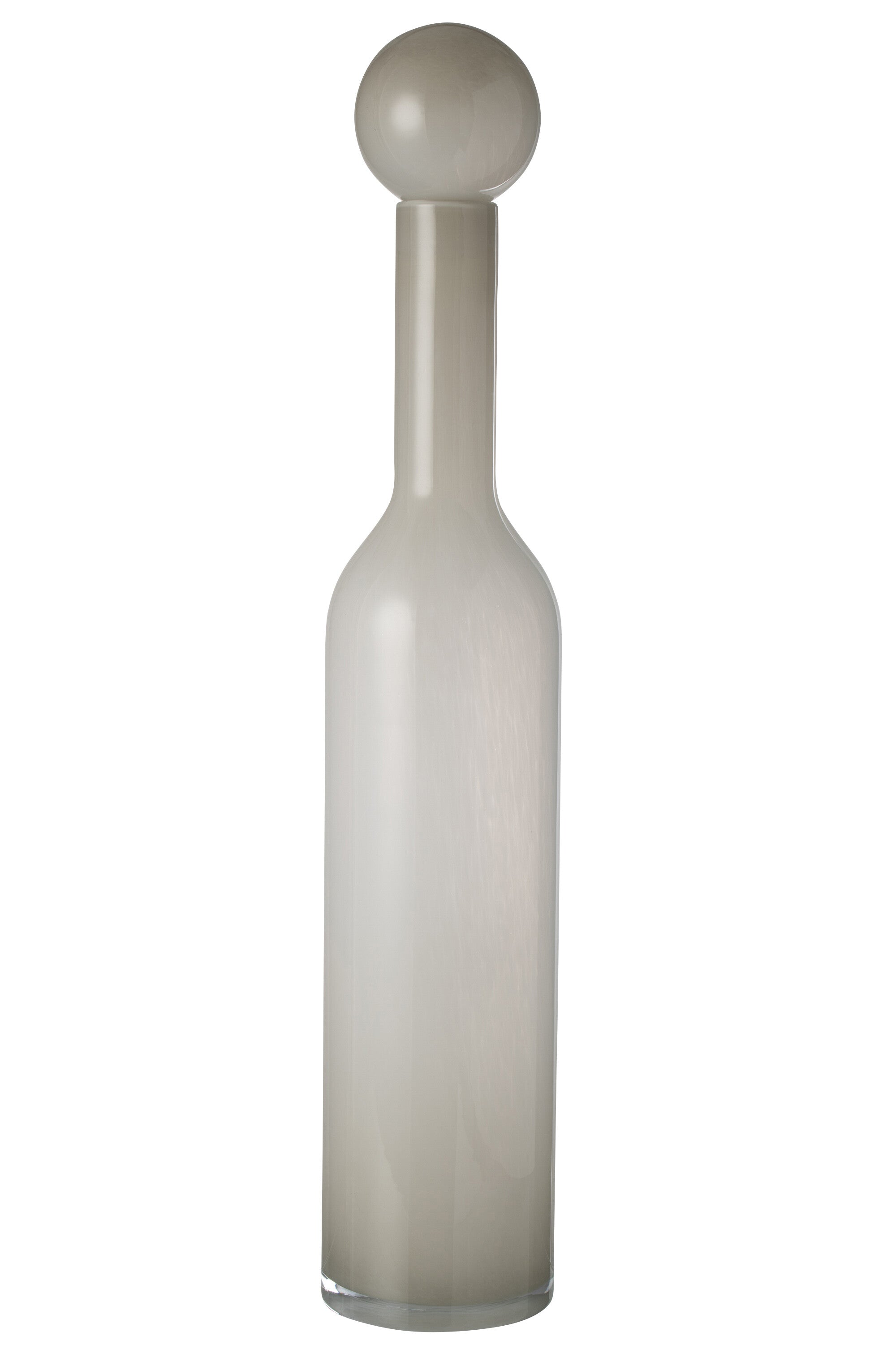 Vaas Fles+Dop Effen Glas Grijs Groot