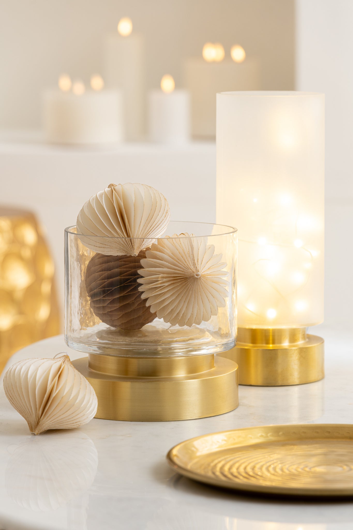 Kaarsenhouder/Vaas Pia Glas/Koper Transparant/Goud Klein Assortiment Van 2