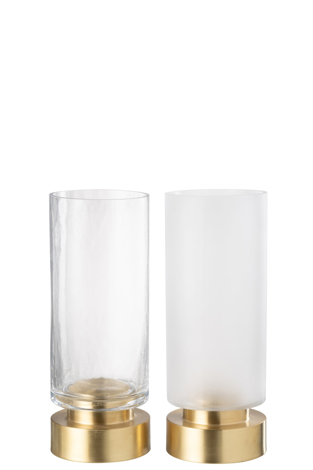 Kaarsenhouder/Vaas Pia Glas/Koper Transparant/Goud Medium Assortiment Van 2