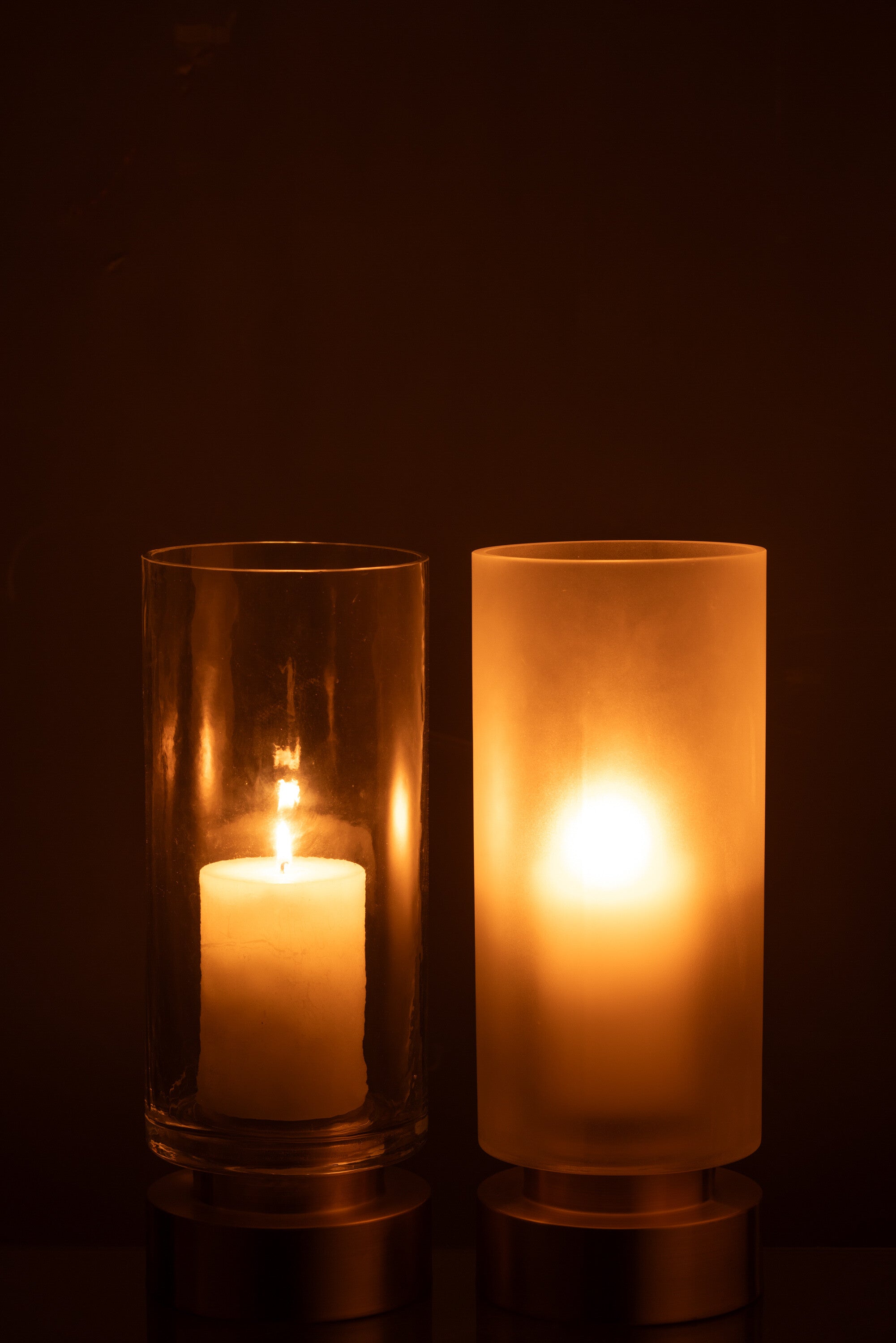 Kaarsenhouder/Vaas Pia Glas/Koper Transparant/Goud Medium Assortiment Van 2