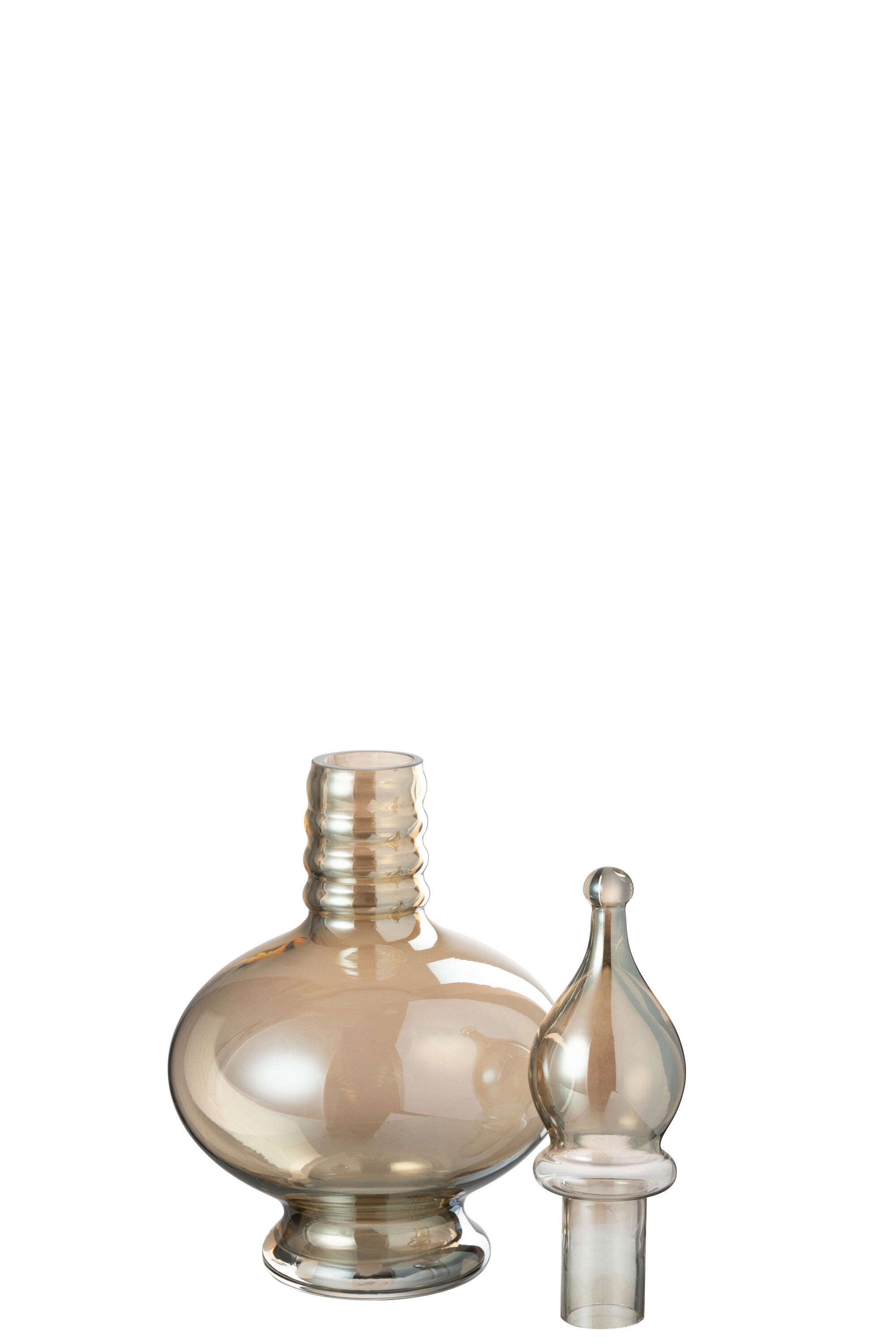 Vaas + Dop Fles Deco Joey Glas Beige Klein