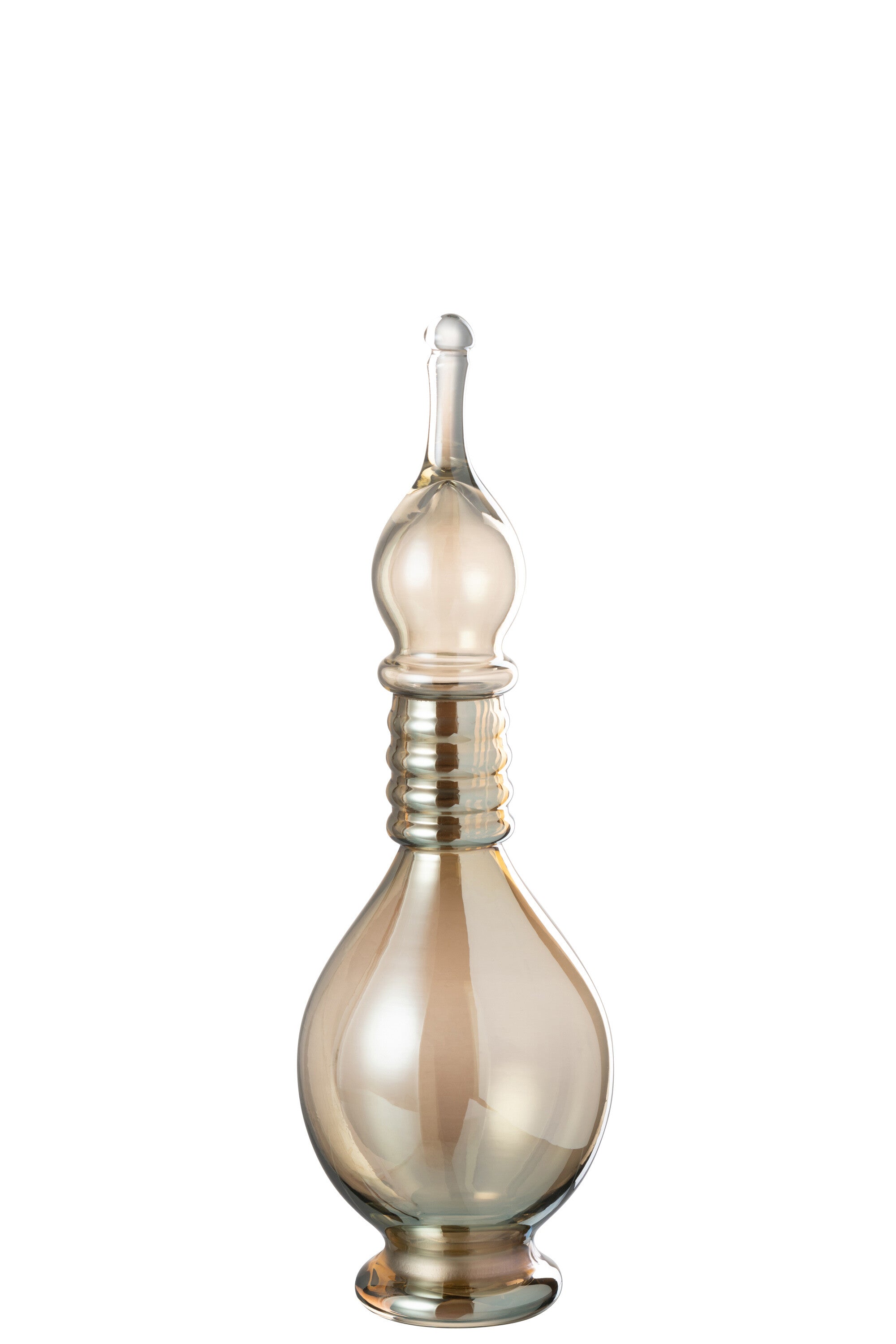 Vaas + dop Fles Deco Joe Glas Beige Medium