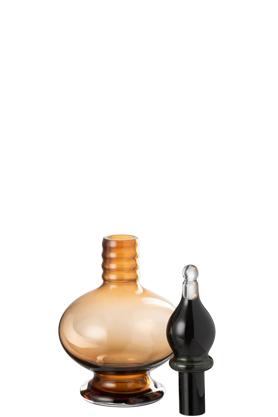 J-Line Vaas+Stop Flesje Deco Joey Glas Bruin Small