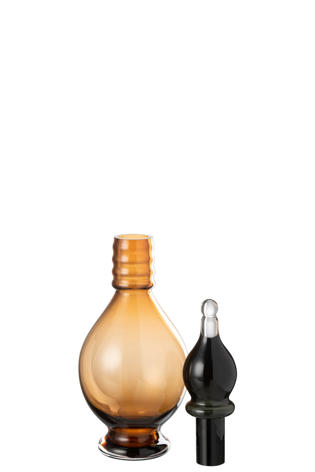 J-Line Vaas+Stop Flesje Deco Joey Glas Bruin Medium