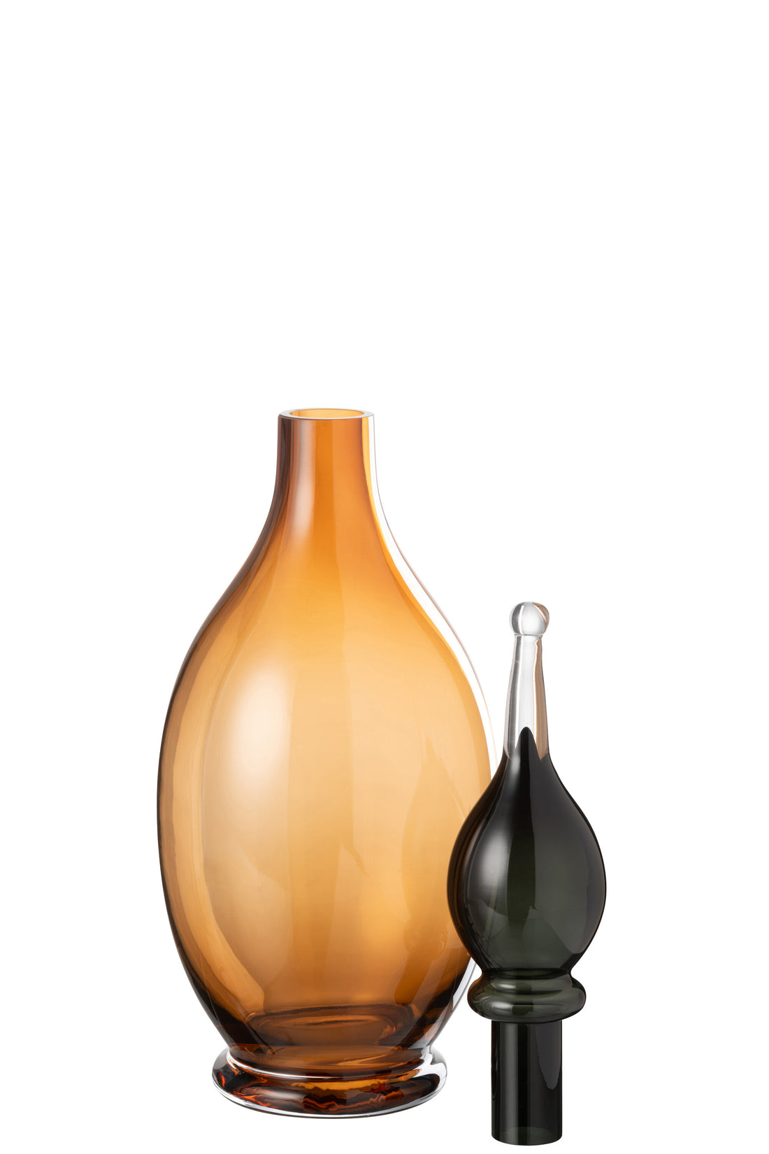 J-Line Vaas+Stop Flesje Deco Joey Glas Bruin Large