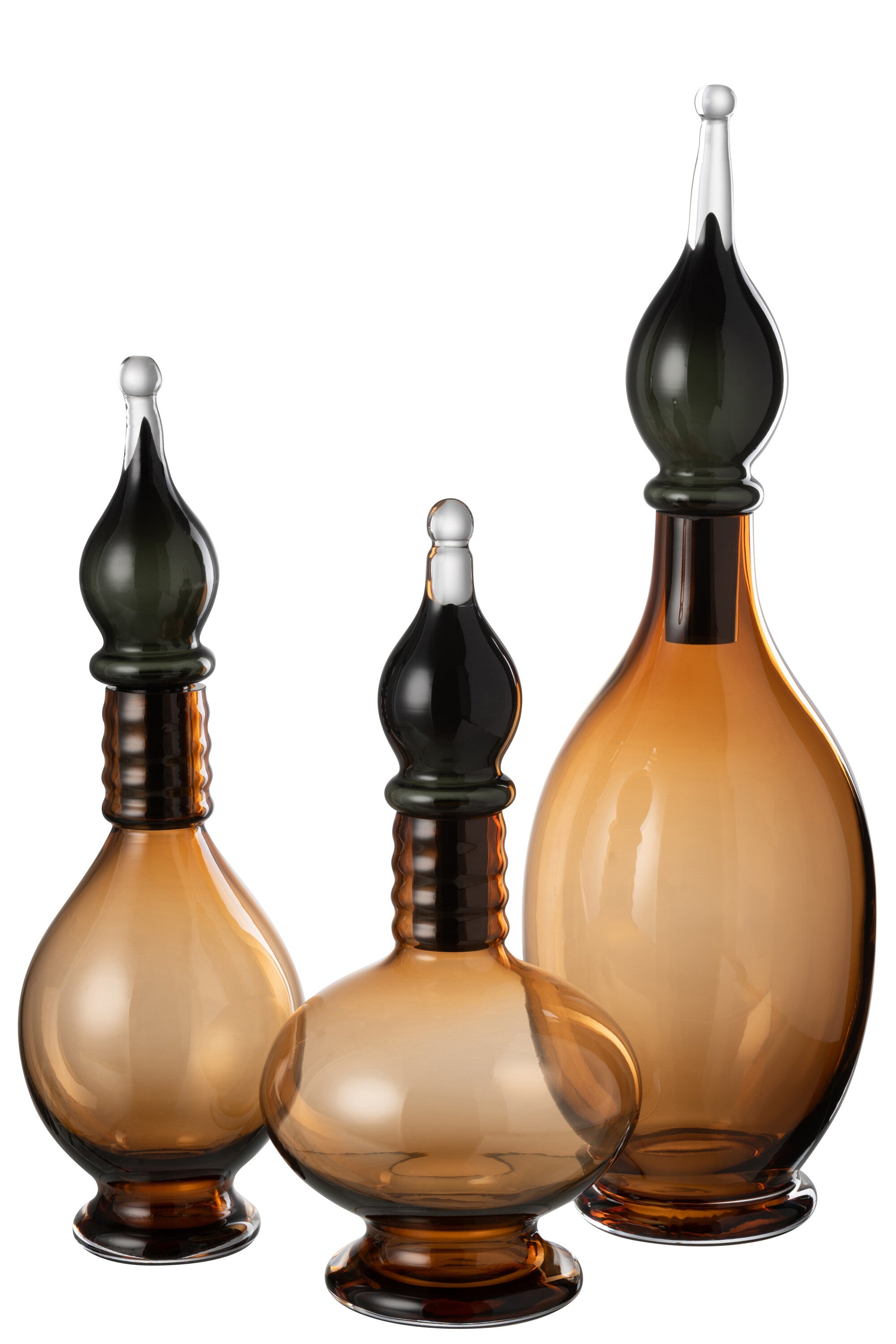 J-Line Vaas+Stop Flesje Deco Joey Glas Bruin Large