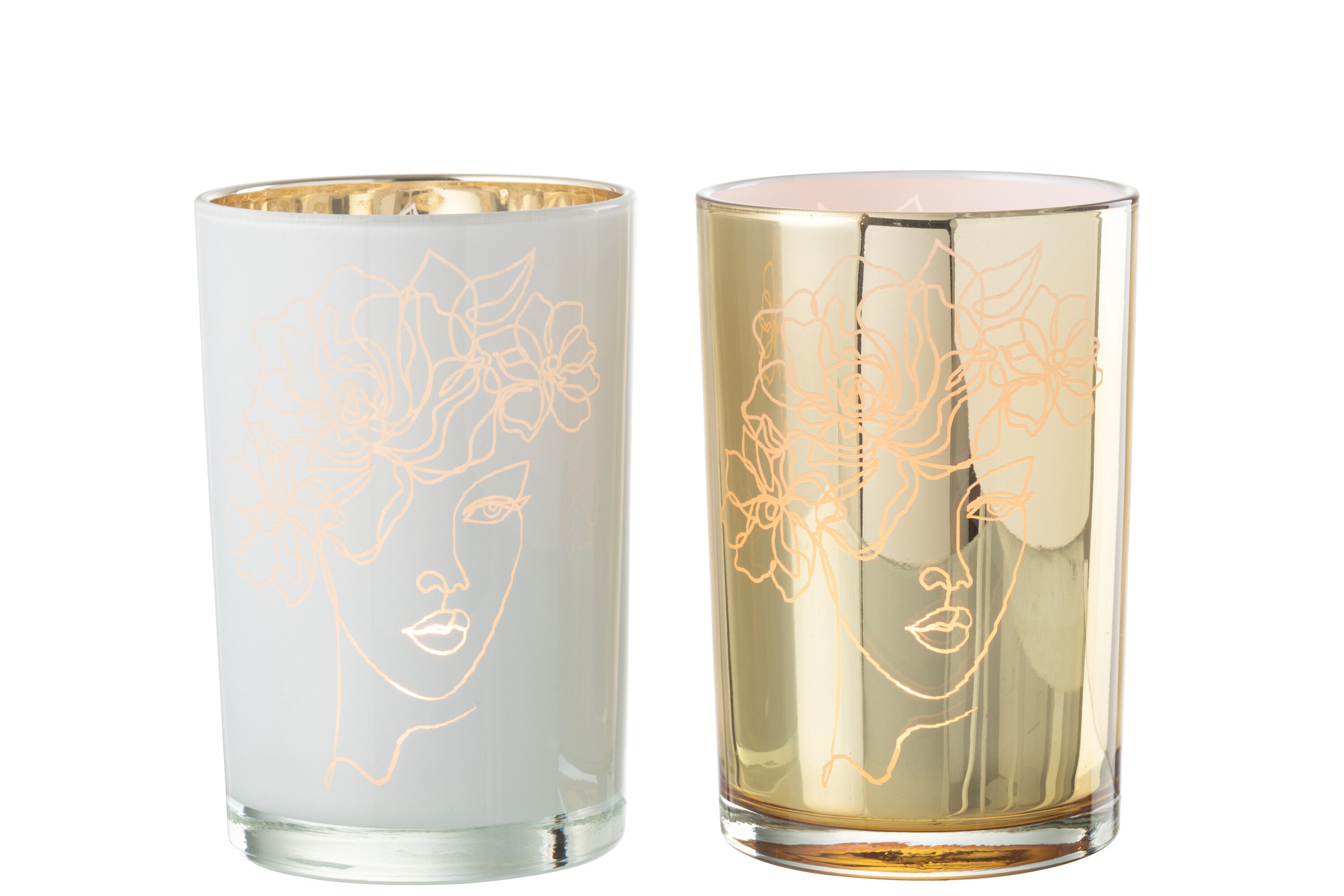 Orkaan Dame Haarbloemen Glas Wit/Goud Groot Assortiment Van 2