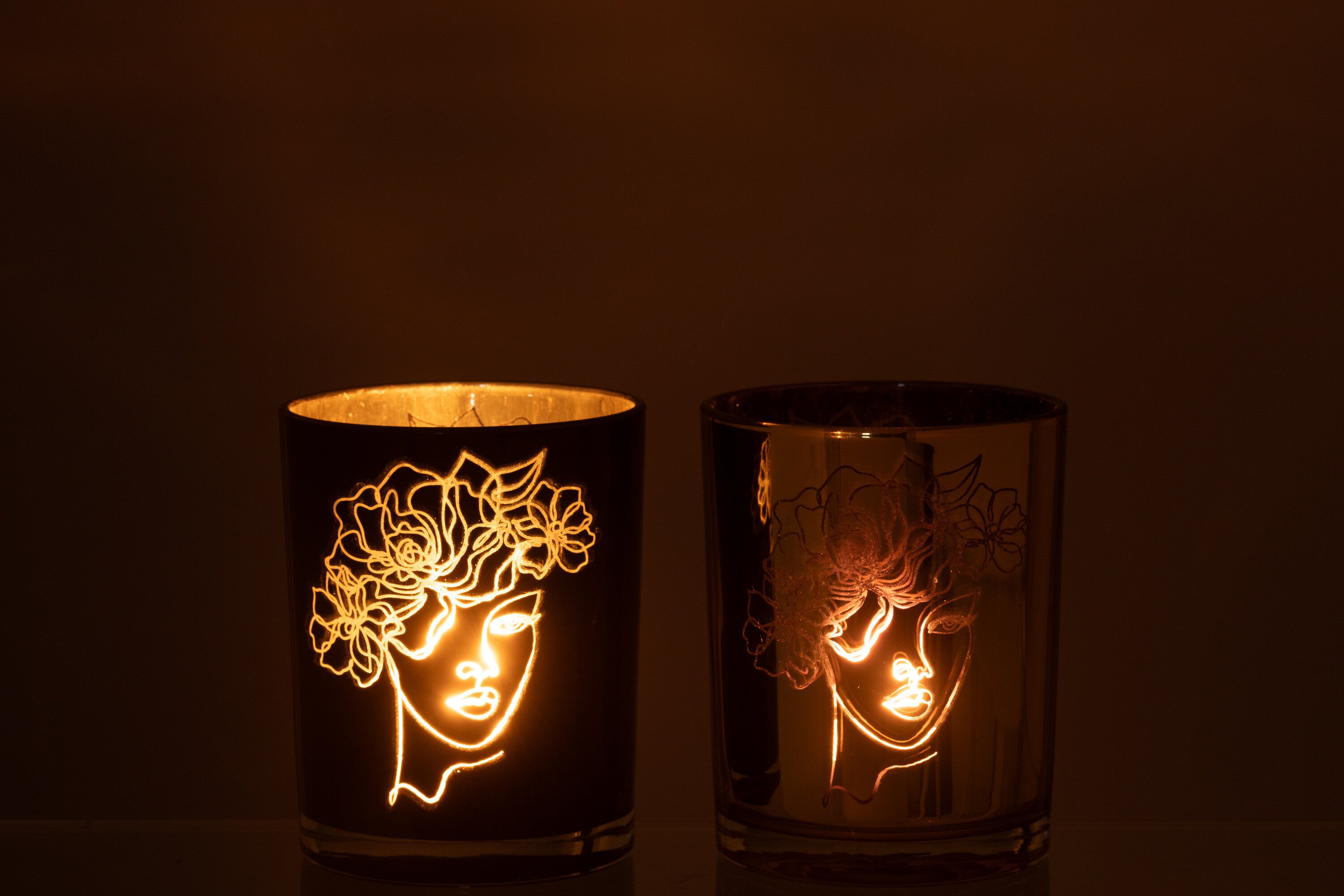 Orkaan Dame Haarbloemen Glas Zwart/Goud Medium Assortiment Van 2