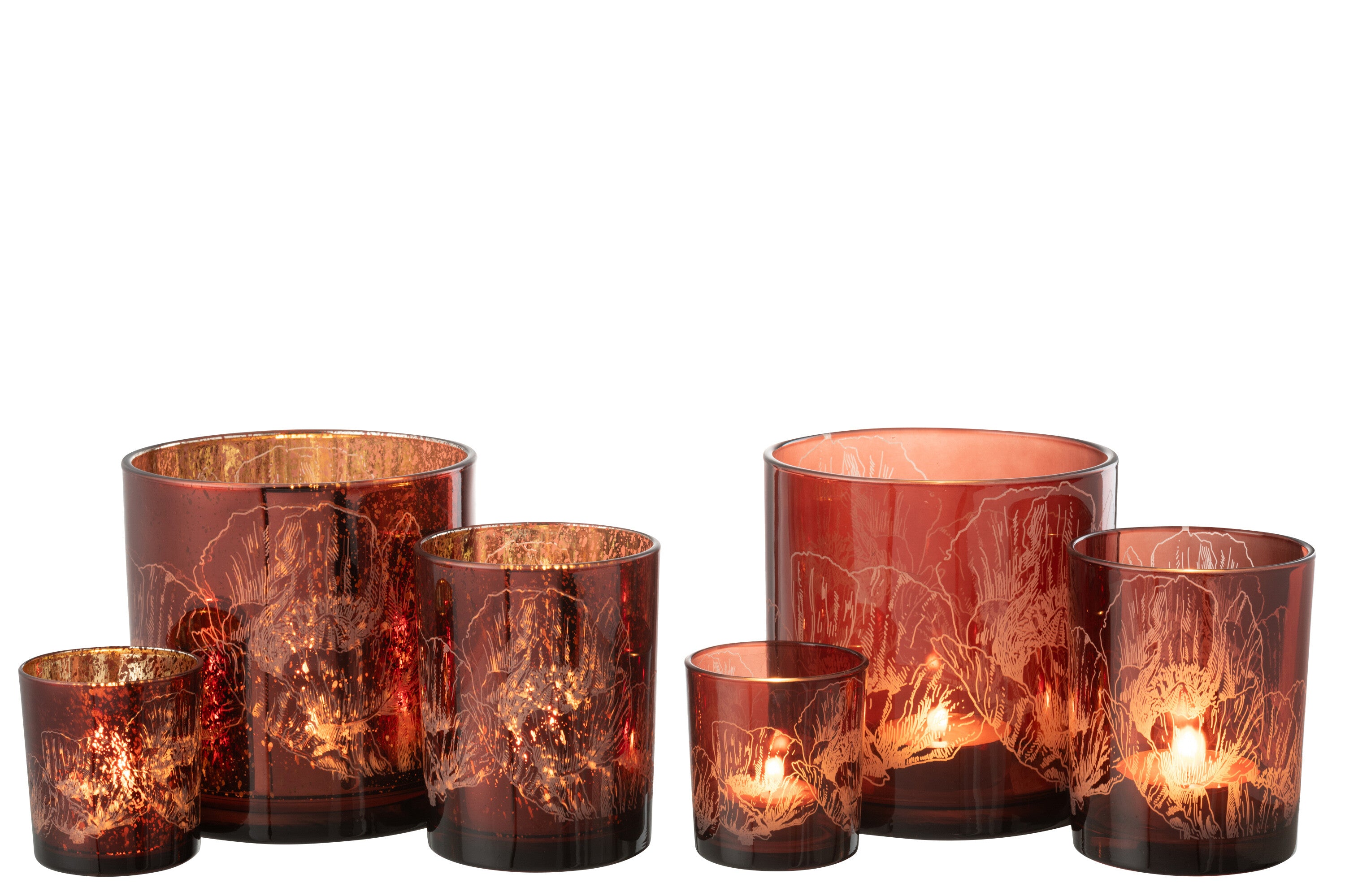 Hurricane Bloemen Glas Bordeaux/Antiek Bordeaux Groot Assortiment Van 2