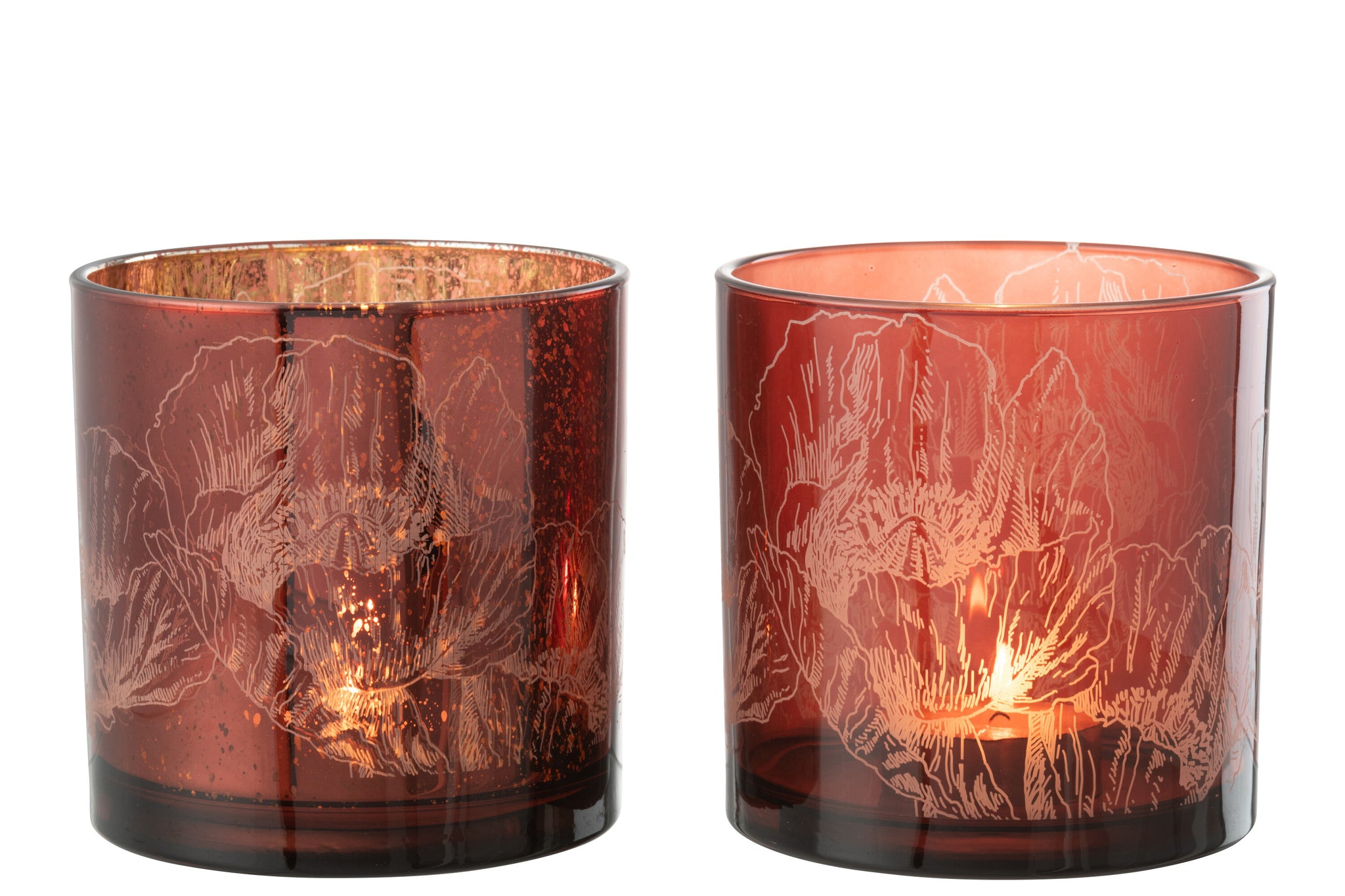 Hurricane Bloemen Glas Bordeaux/Antiek Bordeaux Groot Assortiment Van 2