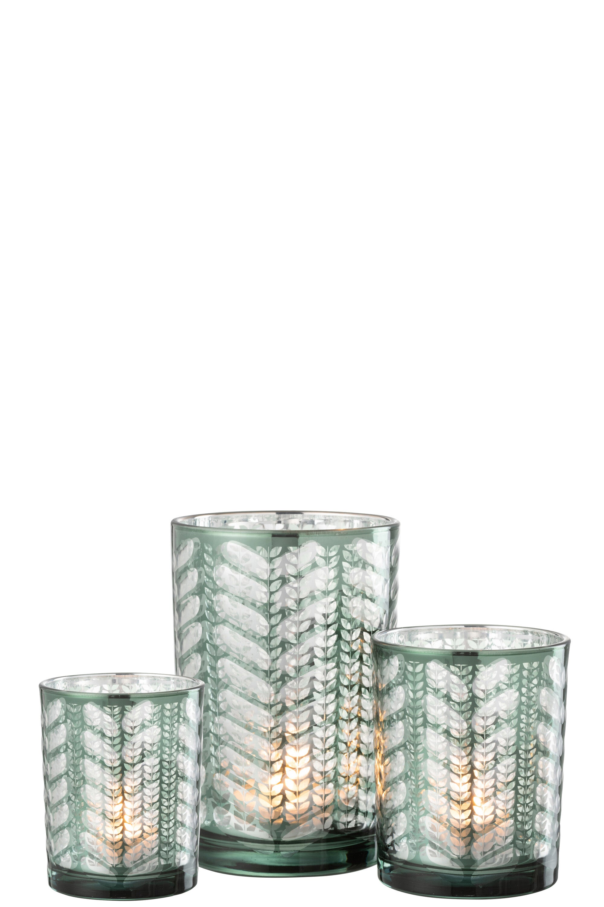 Orkaan Herringbone Glas Groen/Zilver Groot