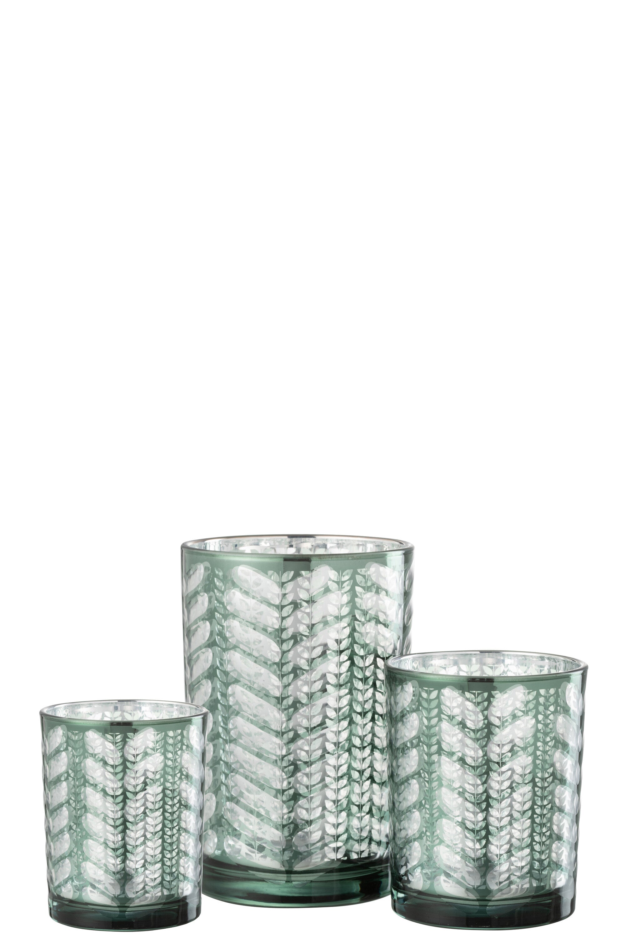 Orkaan Herringbone Glas Groen/Zilver Groot