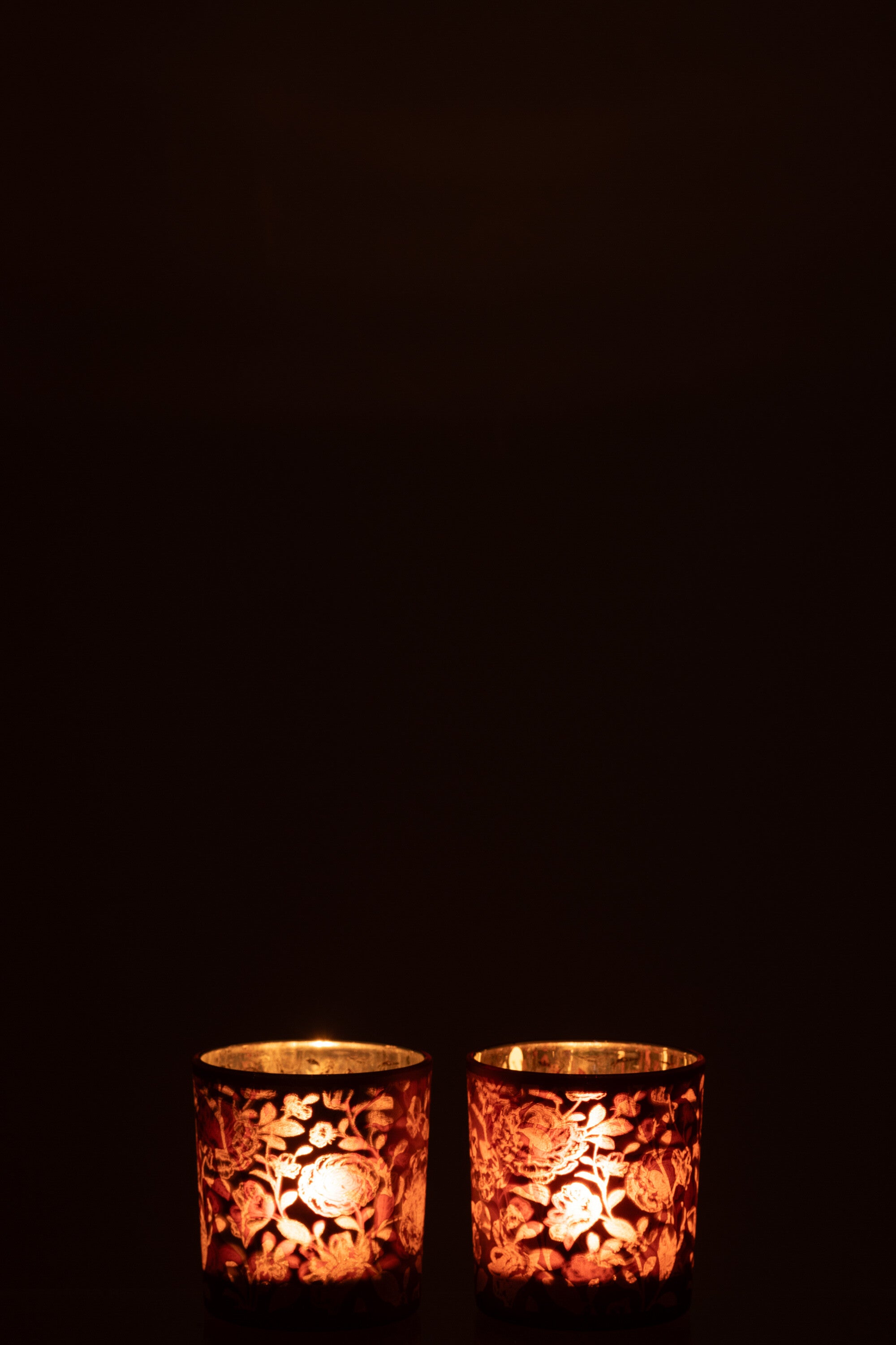 Theelichthouder Bloemen Glas Mat Paars Mix/Zilver Klein Assortiment Van 2