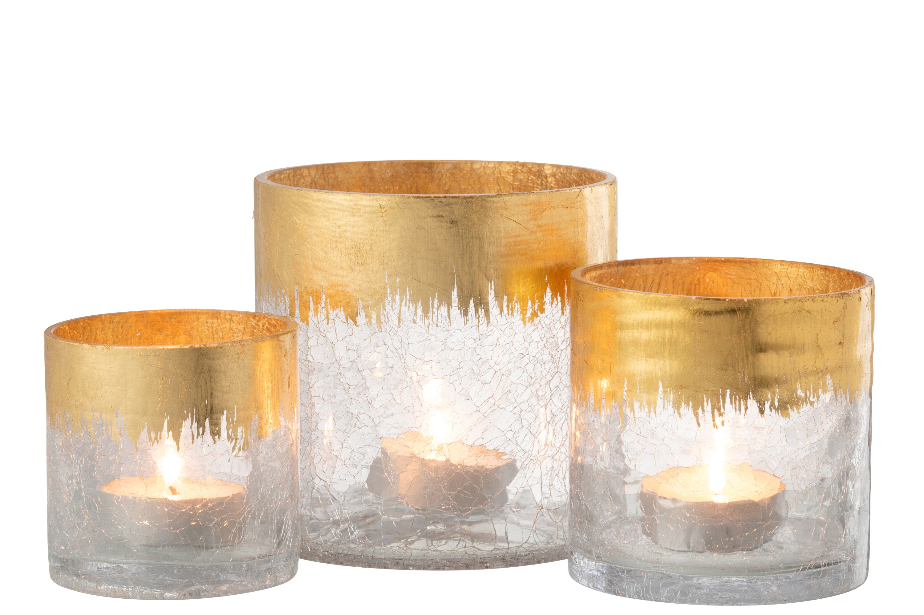 Orkaan Crackle Glas Transparant Goud Groot